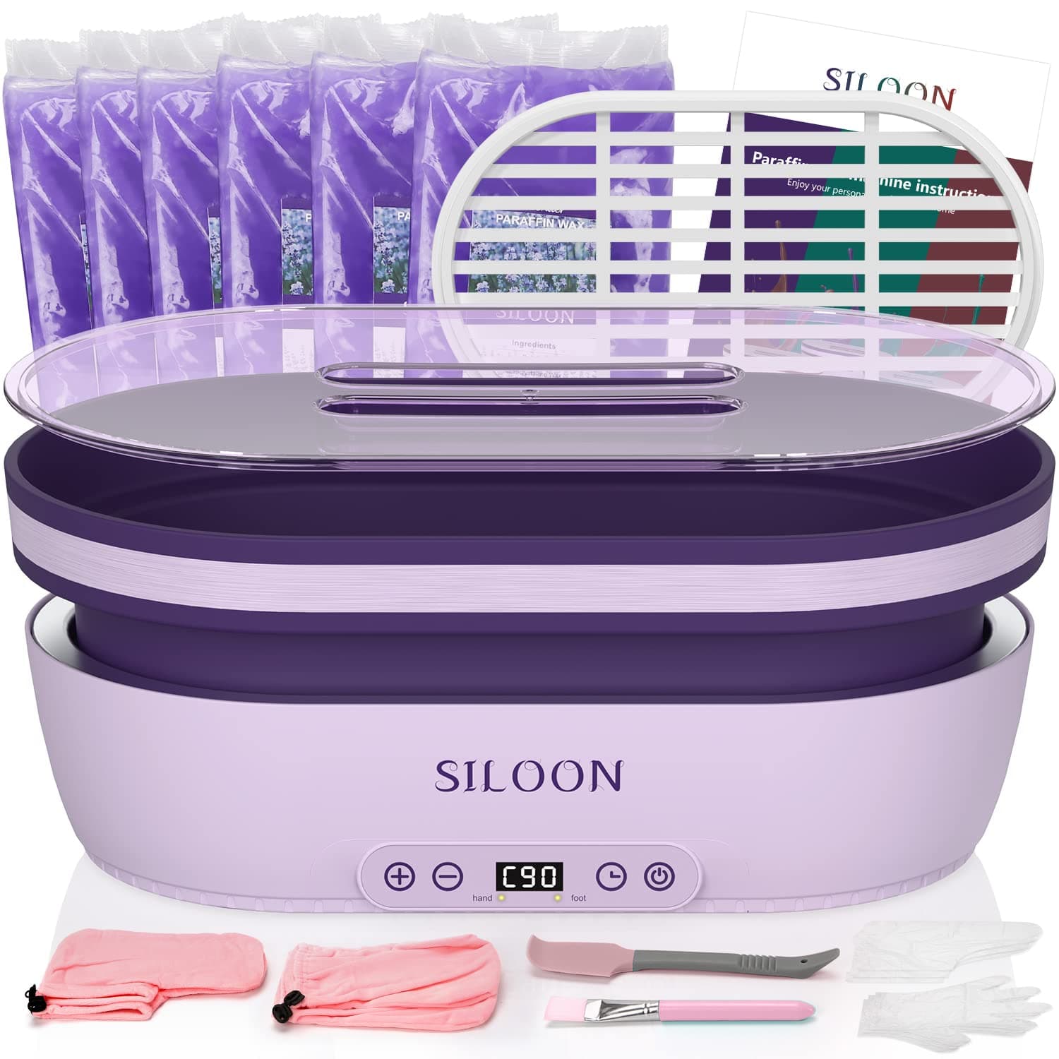 Siloon Paraffin Wax Machine for Hand and Feet- Paraffin Wax Warmer 4500ml Detachable Pot Auto-time and Keep Warm Paraffin Hand Wax Machine for Arthritis(purple)