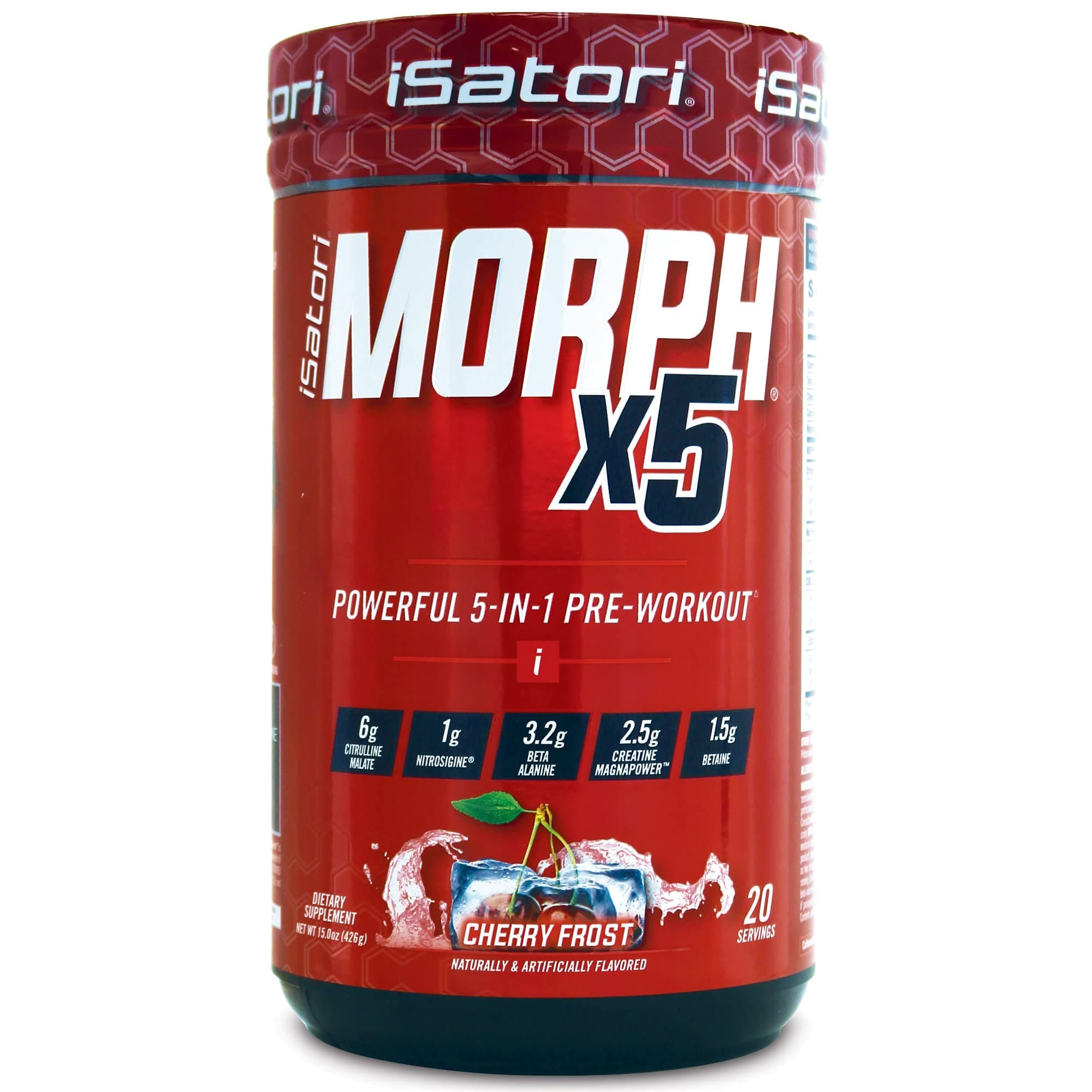 Morph X5 Intense Pre Workout with Beta Alanine, Creatine Magnapower, Citrulline Malate- Nitric Oxide Flow & Pump Supplement for Energy, Endurance and Strength, Cherry Frost (20 Servings)