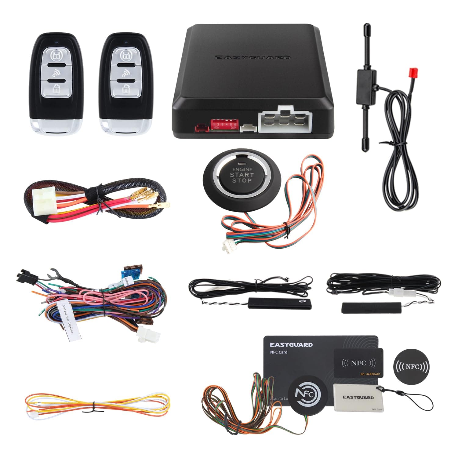 Smart Key Rfid PKE Car Alarm System Remote Engine Start Starter Push Start Button & Touch Password Entry Keyless Go System Hopping code Universal Version