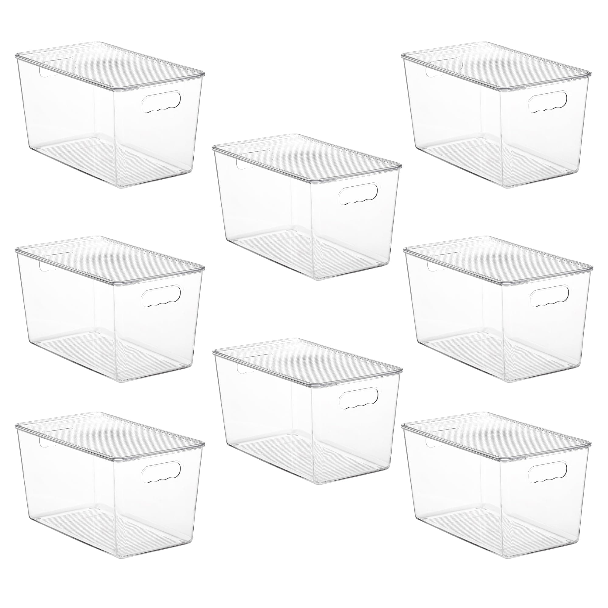 Vtopmart 8 Pack Clear Stackable Storage Bins with Lids,XLarge Plastic Containers with Handle for Pantry Organizer and Storage,Perfect for Kitchen,Fridge,Cabinet, Closet,Bathroom Organization