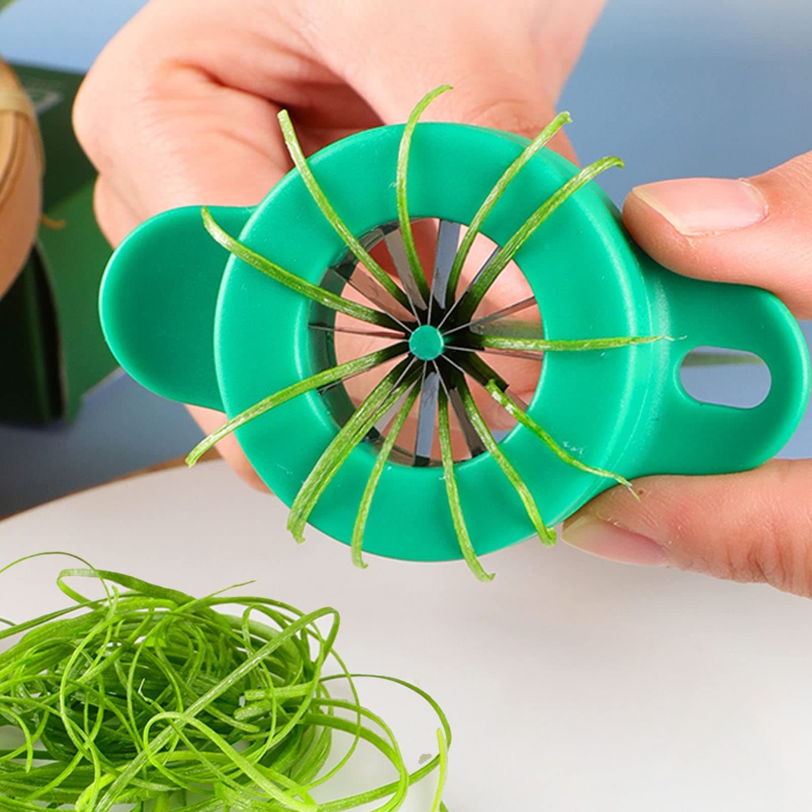 HENWAFX Kitchen green onion shredder,Green Onion cutter ,12 Blade Design,green onion slicer tool(2Pcs)