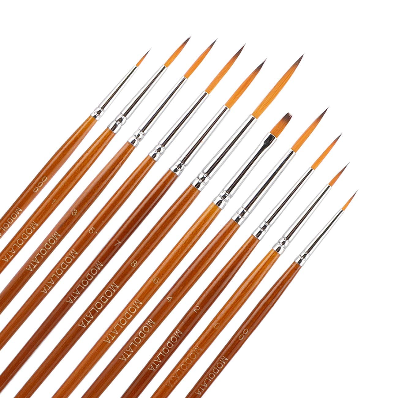 Miniature Model Paint Brush Set - 11 Pieces Fine Detail Painting Brushes for Art Painting - Acrylic, Watercolor, Gouache, Oil - Airplane Kits, Ceramic, Warhammer 40k