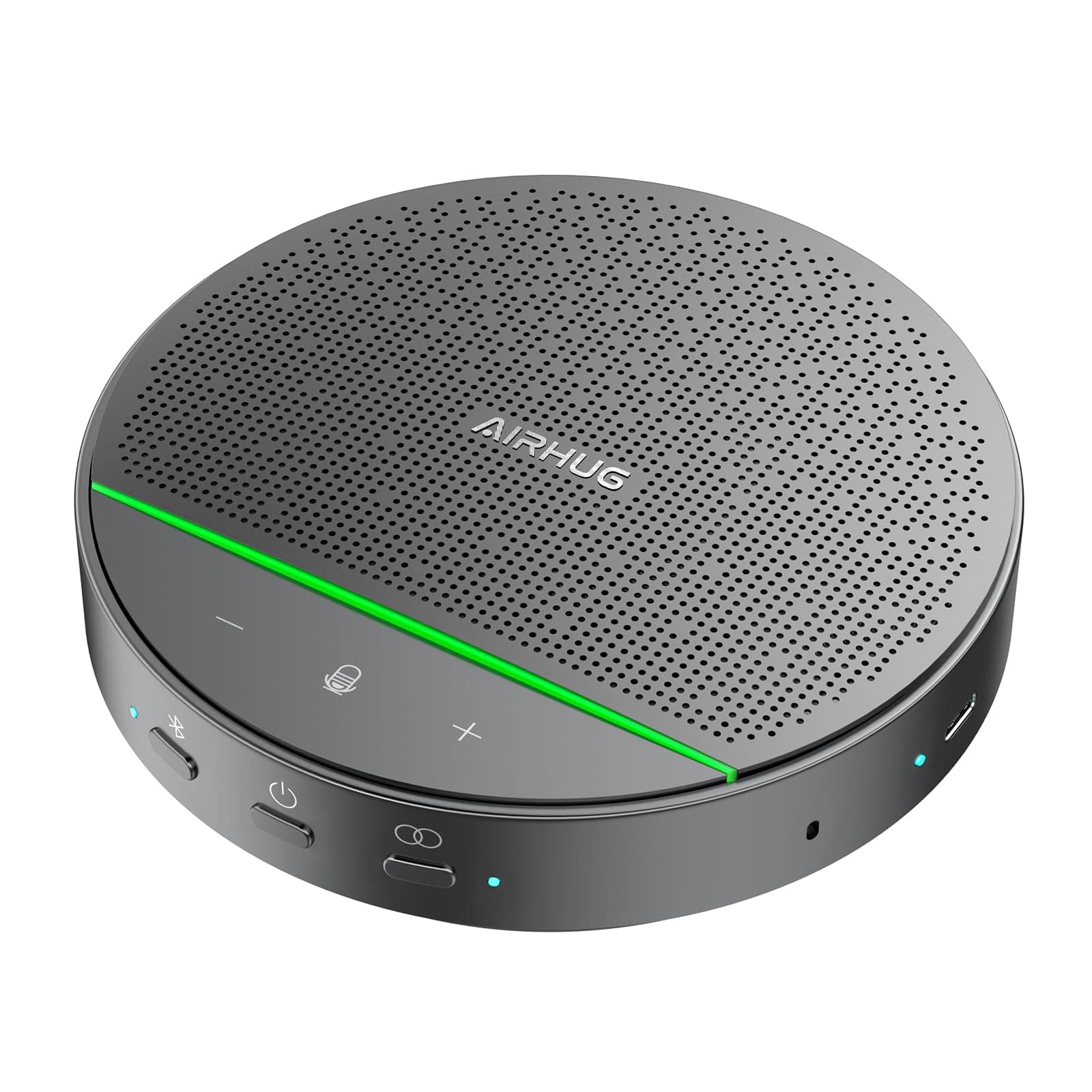 AIRHUG Bluetooth Speakerphone,Conference Speaker and Microphone, 4 Mics 360°Voice Pickup, Noise Cancellation, USB-C Plug and Play, Connect 2 Speakerphones via Bluetooth for 8 attendees