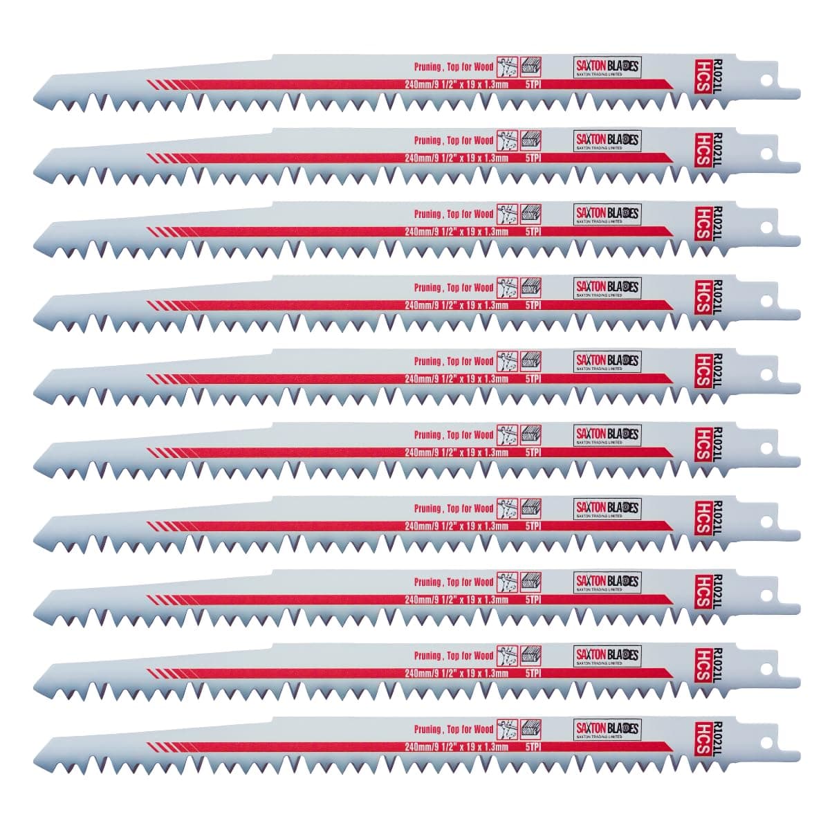 10x Saxton 240mm Reciprocating Sabre Saw Wood Blades R1021L fits Bosch, Dewalt Makita