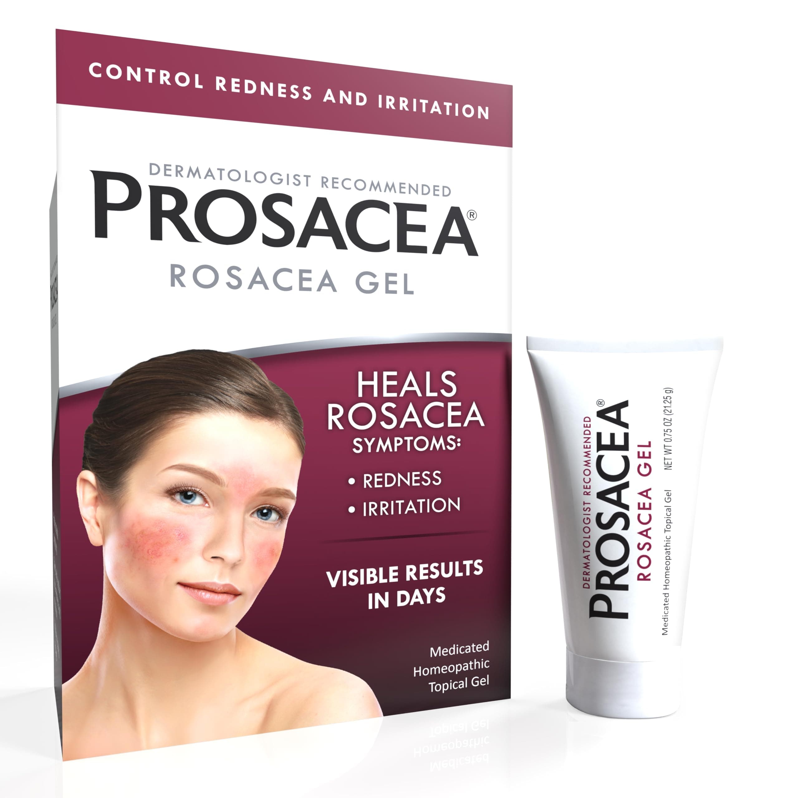 Prosacea Medicated Rosacea Gel - 0.75oz Tube - Multi-Symptom Relief of Bumps, Redness & Dryness from Rosacea