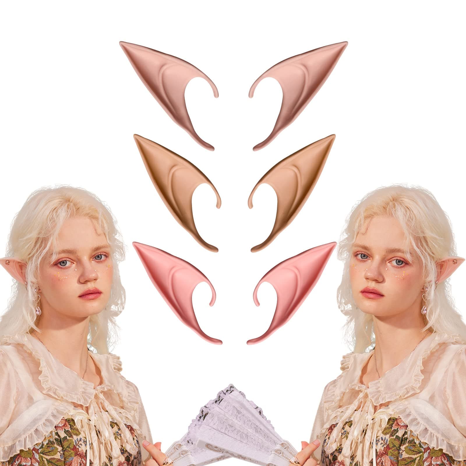 Exlinonline Elf Ears Cosplay Accessories For Women Outfit Fairy Anime Makeup Costume Of Christmas Party For Various Skin Color