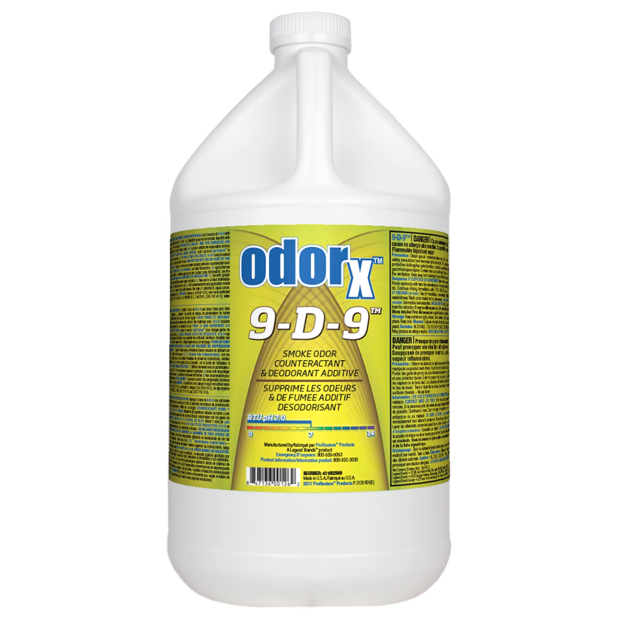 9-D-9 Professional Smoke Odor Counteractant and Deodorizer, Odor Remover for Smoke Damaged Job Sites, 1 Gal Bottle