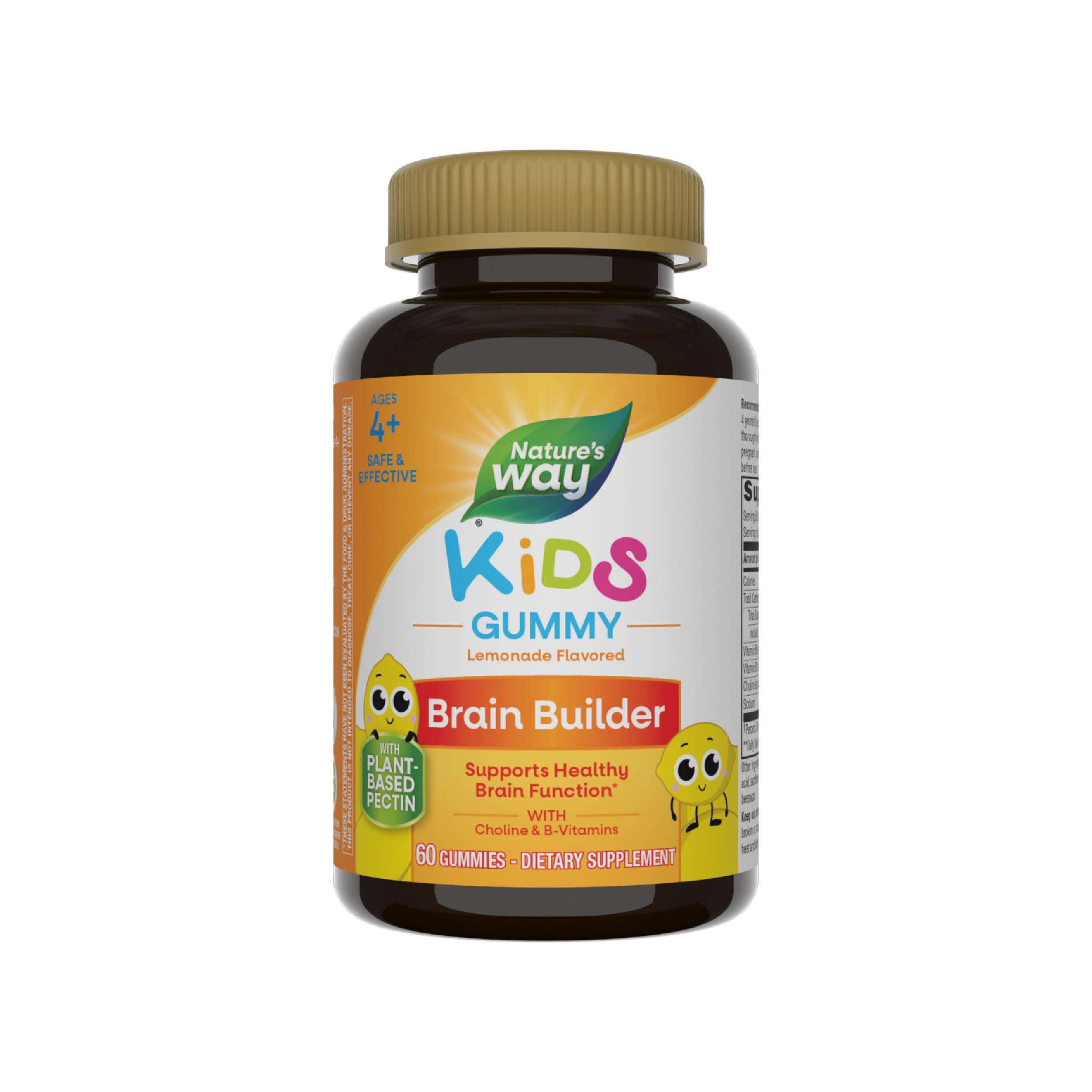 Kids Brain Supplement Gummies, Supports Healthy Brain Function*, Lemonade Flavored, 60 Gummies