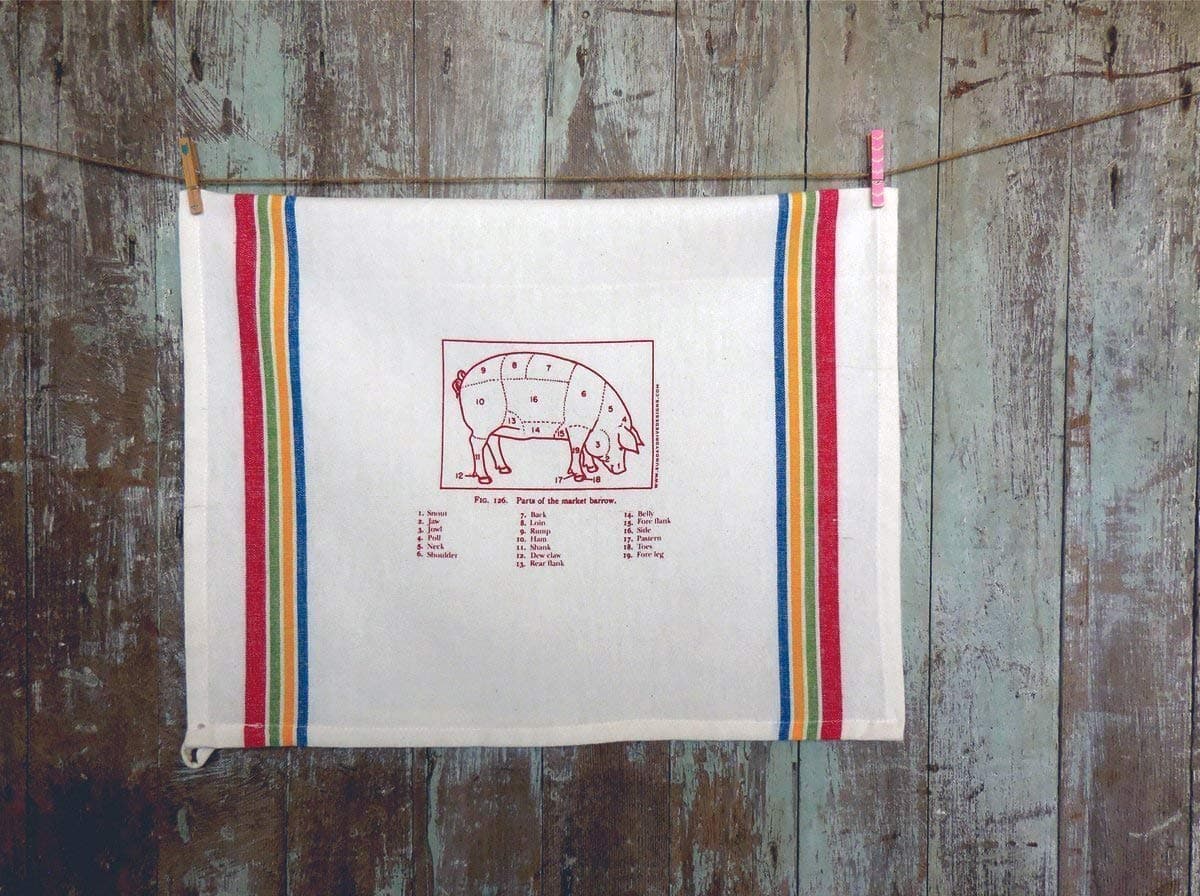 Cuts of Pork Butcher Chart Cotton Kitchen Tea Towel