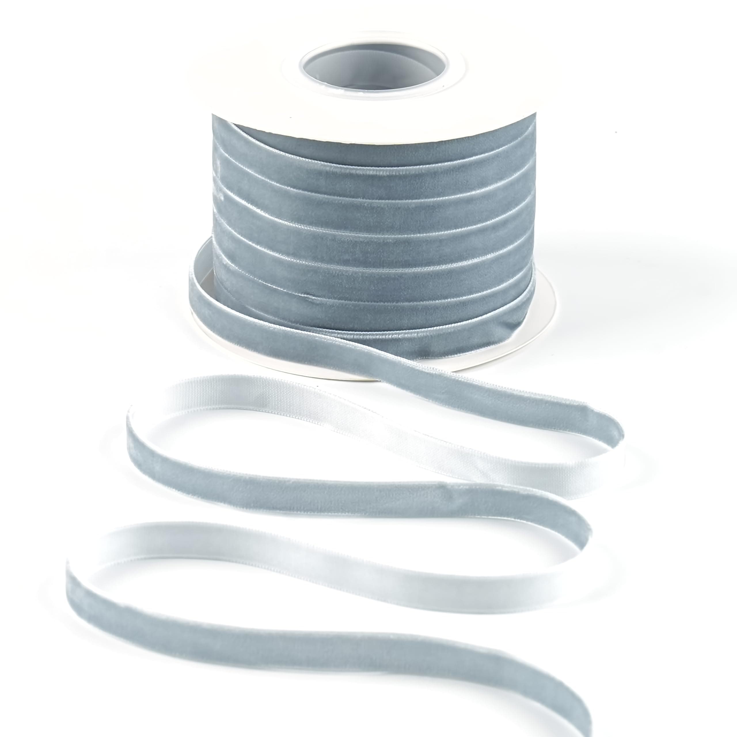 DINDOSAL Dusty Blue Velvet Ribbon 3/8 Inch Single Face Thin Velvet Ribbon for...