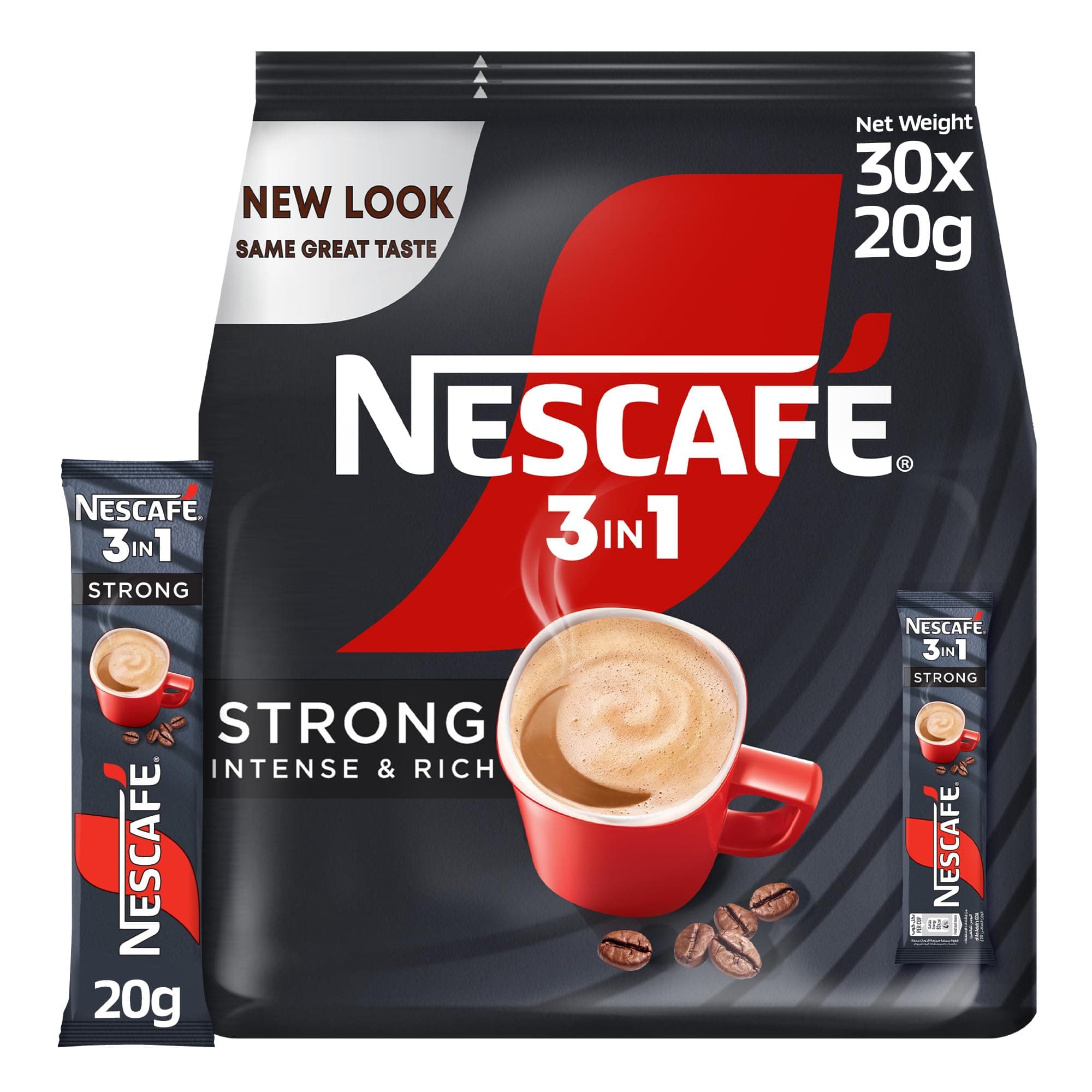 Nescafe 3in1 Strong, Intense and Rich Instant Coffee Mix Sachet , 30 Count (Pack of 1)