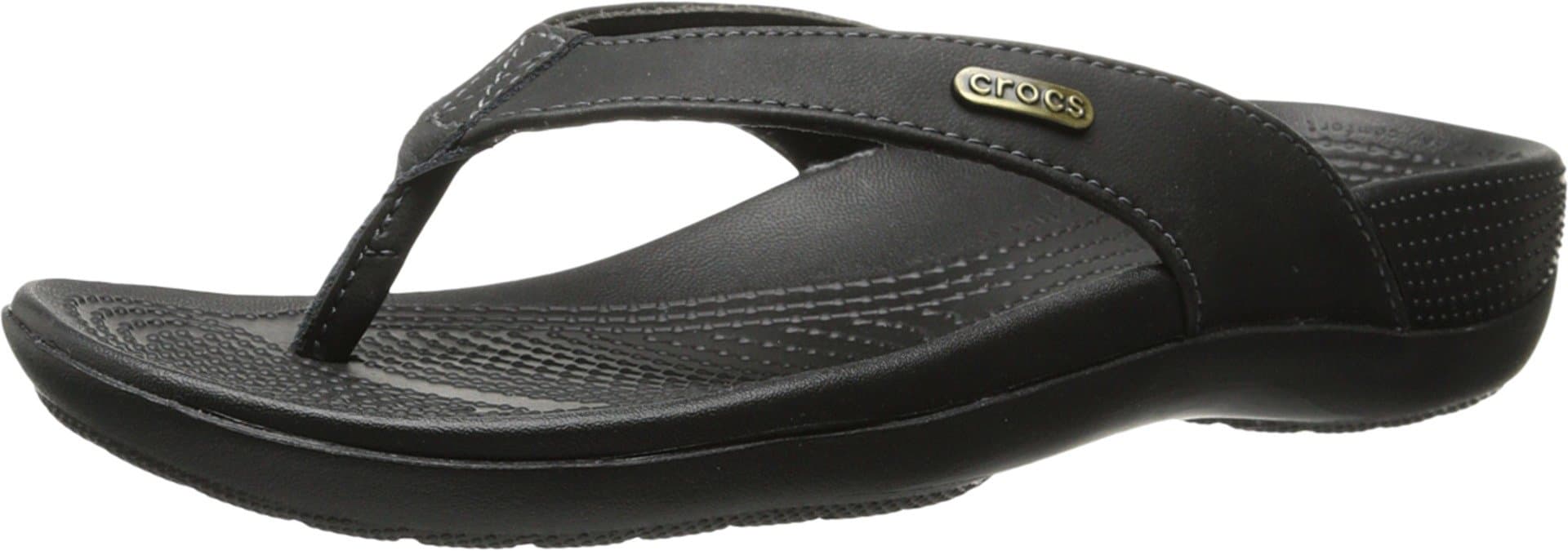 Crocs Women's Ella Comfortpath Flip Flop, Black/Black, 11 M US