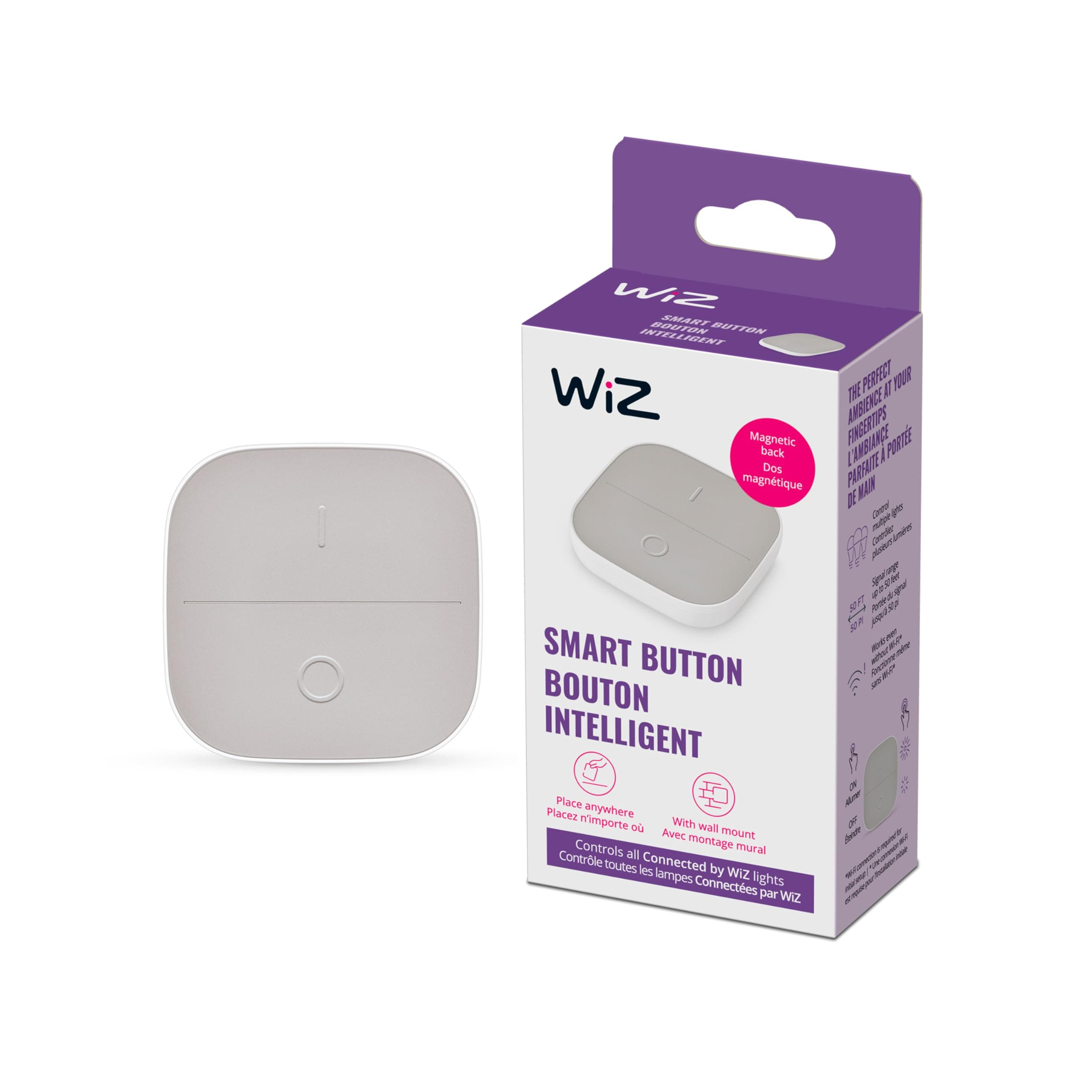 Portable Smart Button 1-Pack - Comes with 2 AAA Alkaline Batteries - Wireless Light Switch - Control with App