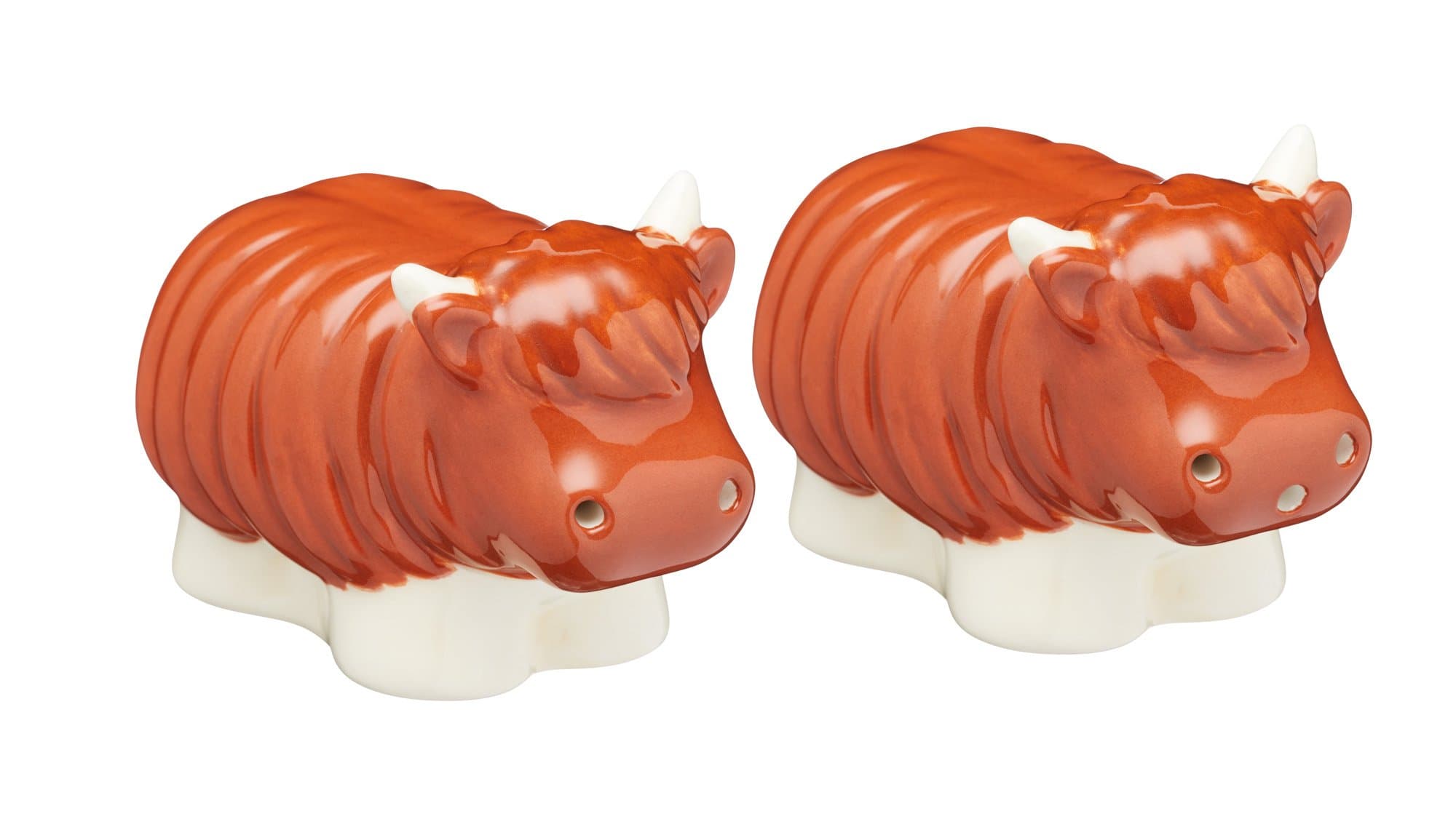 KitchenCraft KCSNPHCOW Ceramic Highland Cow-Shaped Novelty Salt and Pepper Shakers - Brown (2-Piece Set)