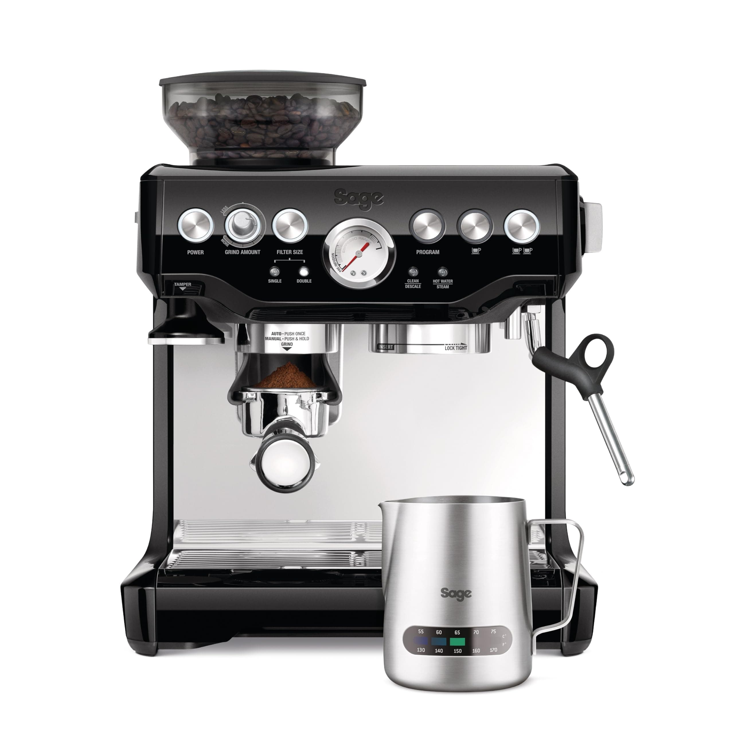 Sage the Barista Express Espresso Machine, Bean to Cup Coffee Machine with Milk Frother, BES875BKS - Black Sesame