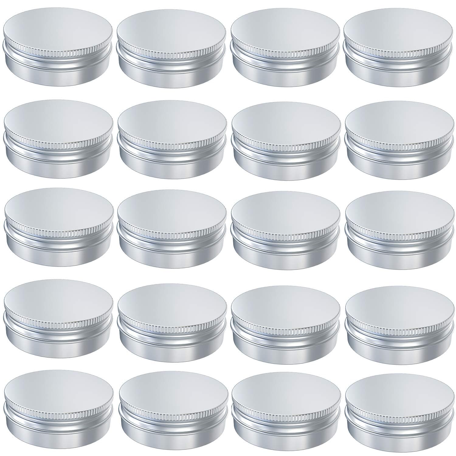 1 Ounce Aluminum Tin Jar Refillable Container, with Screw Lid, Silver 20 pcs
