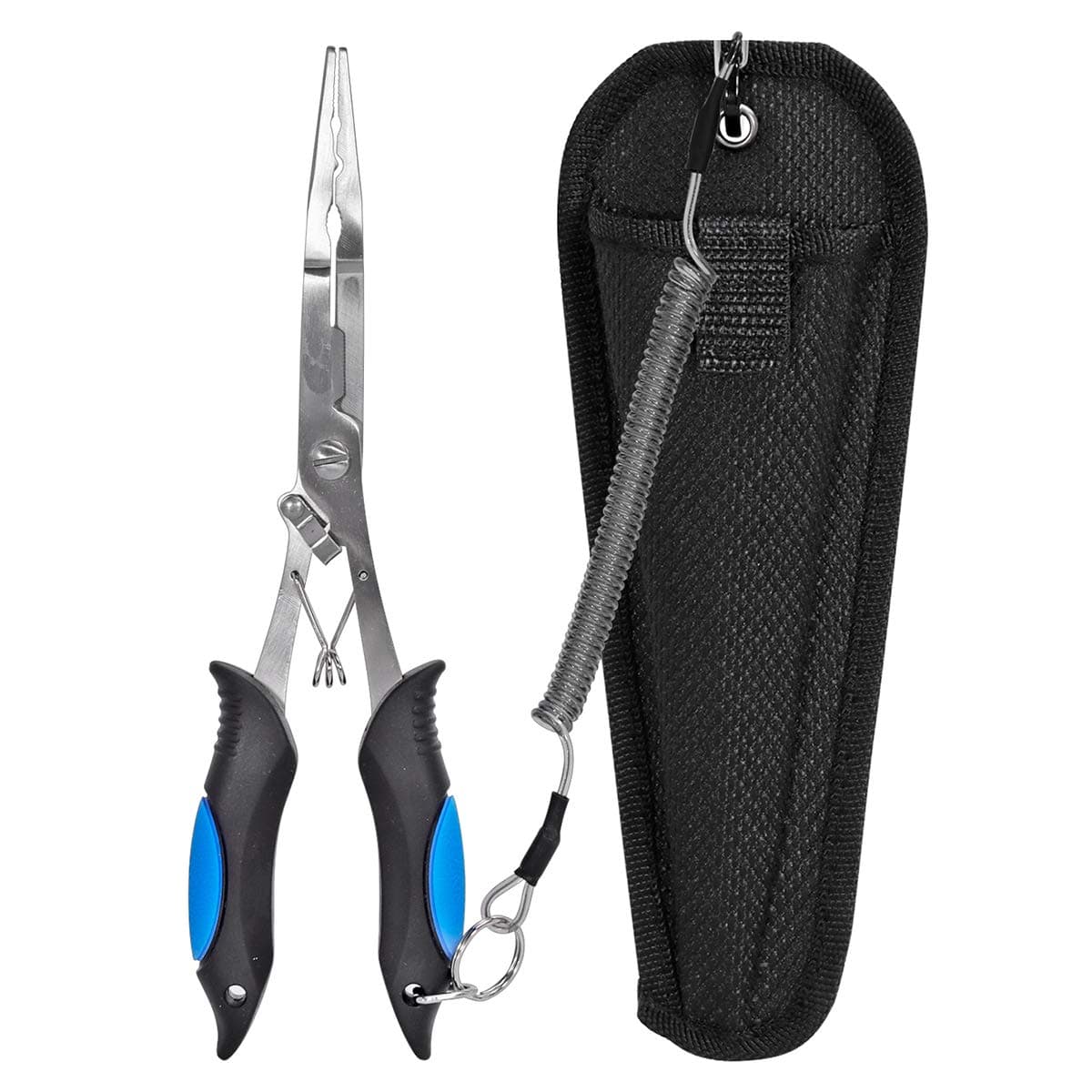 Fishing Pliers Stainless Steel Long Nose Hook Remover with Sheath and Lanyard for Line Cutters Saltwater and Freshwater