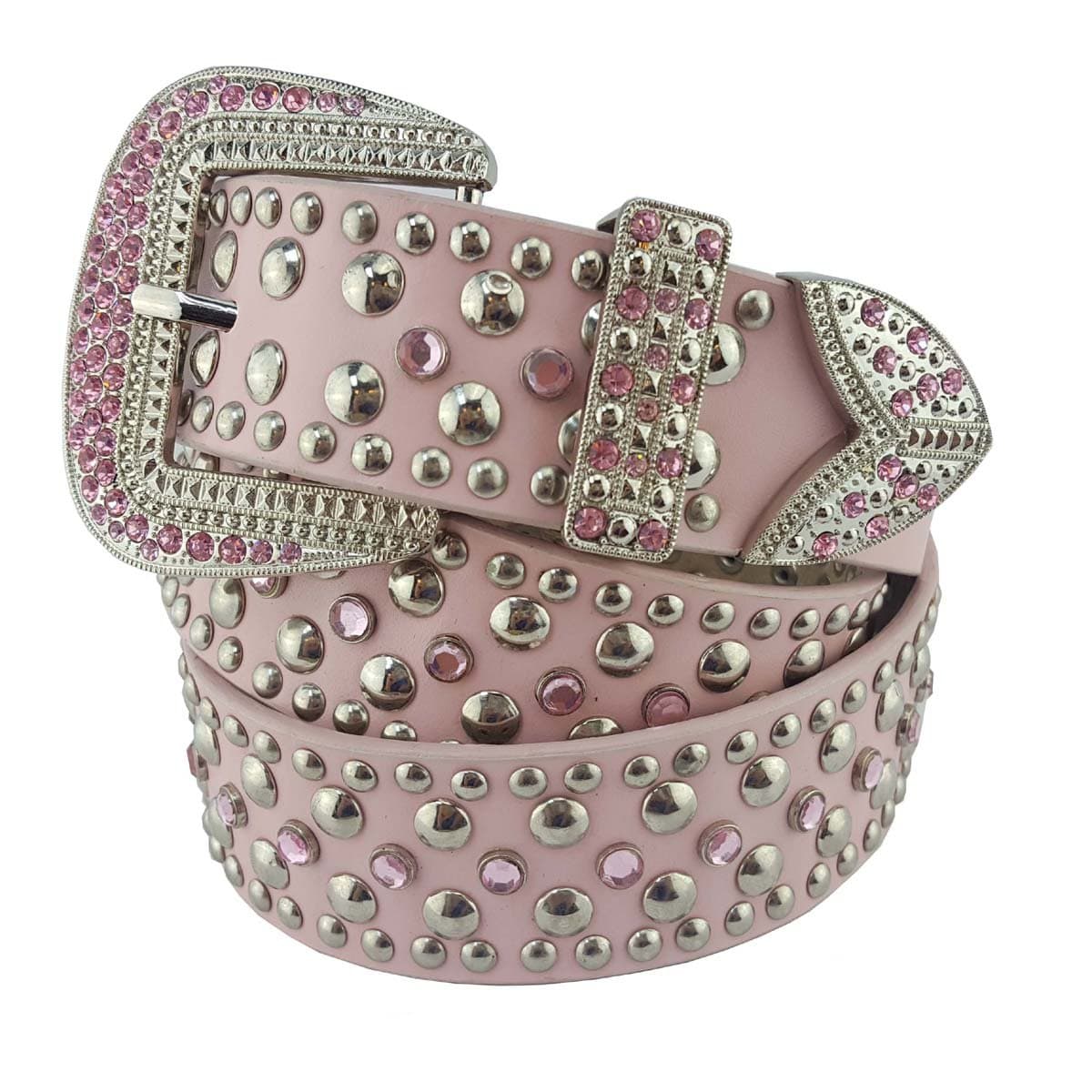 Western Stud and Crystal Belt in Pink LXL