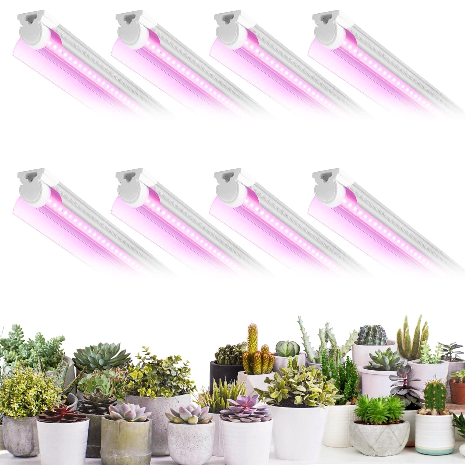 VShape8 Pack LED Grow Light 2FT, Upgrade 192W(8×24W) High Intensity Full Spectrum Indoor Grow Lights with High PPFD Value, T8 Grow Lights for Indoor Plants, Seed Starting, Succulent, Vegetables