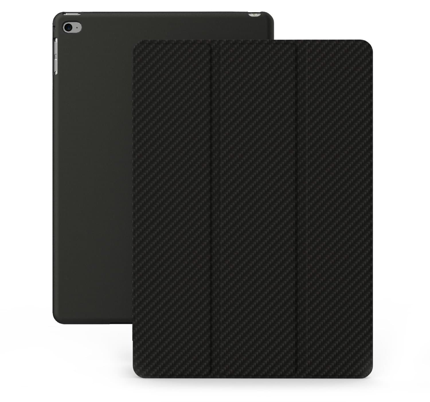 KHOMO iPad Air 2 Case - Dual Super Slim Carbon Fiber Cover with Rubberized Back and Smart Feature (Built-in Magnet for Sleep/Wake Feature) for Apple iPad Air 2 Tablet