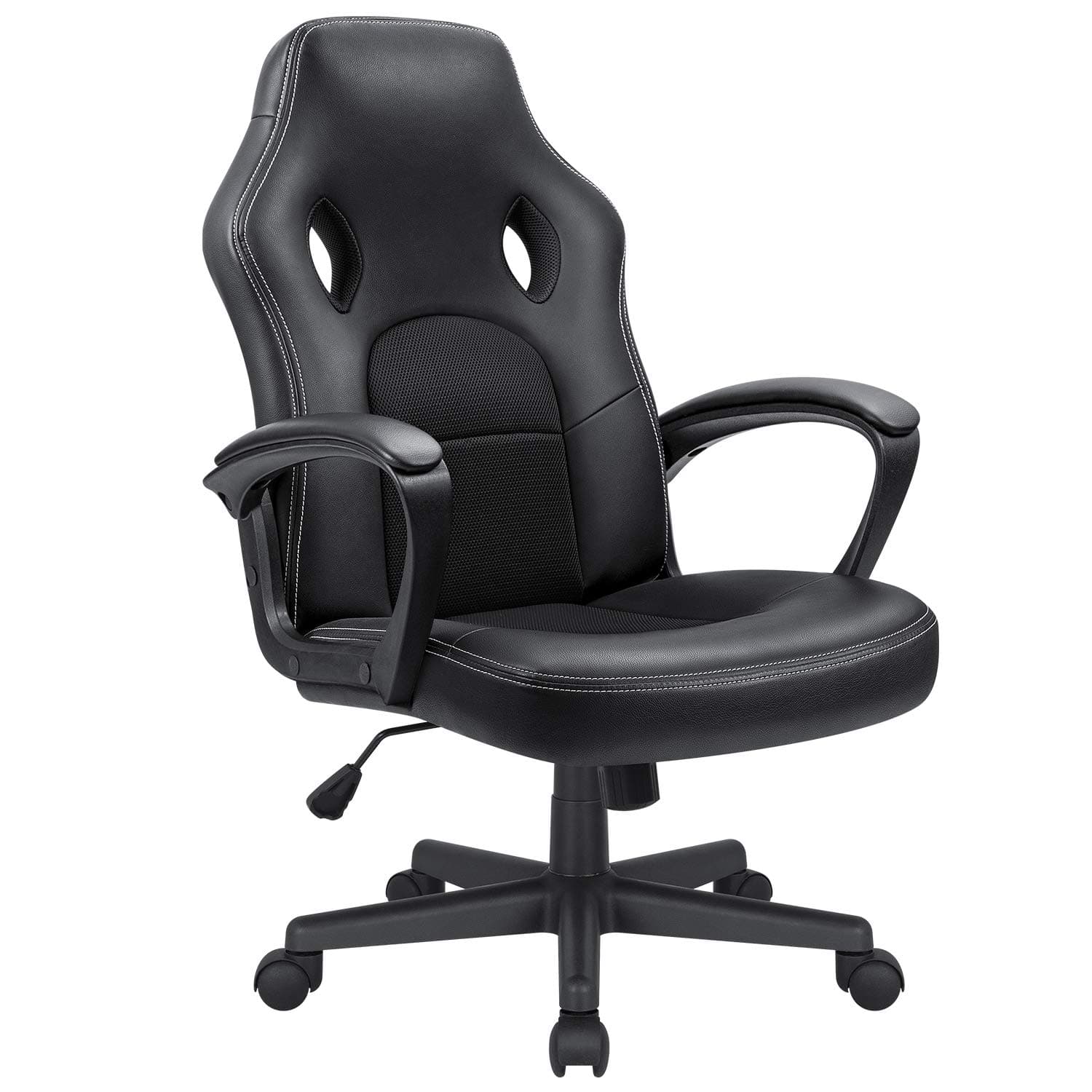 Office Chair Desk Leather Gaming Chair High Back Ergonomic Adjustable Racing Chair Executive Computer Chair (Black)