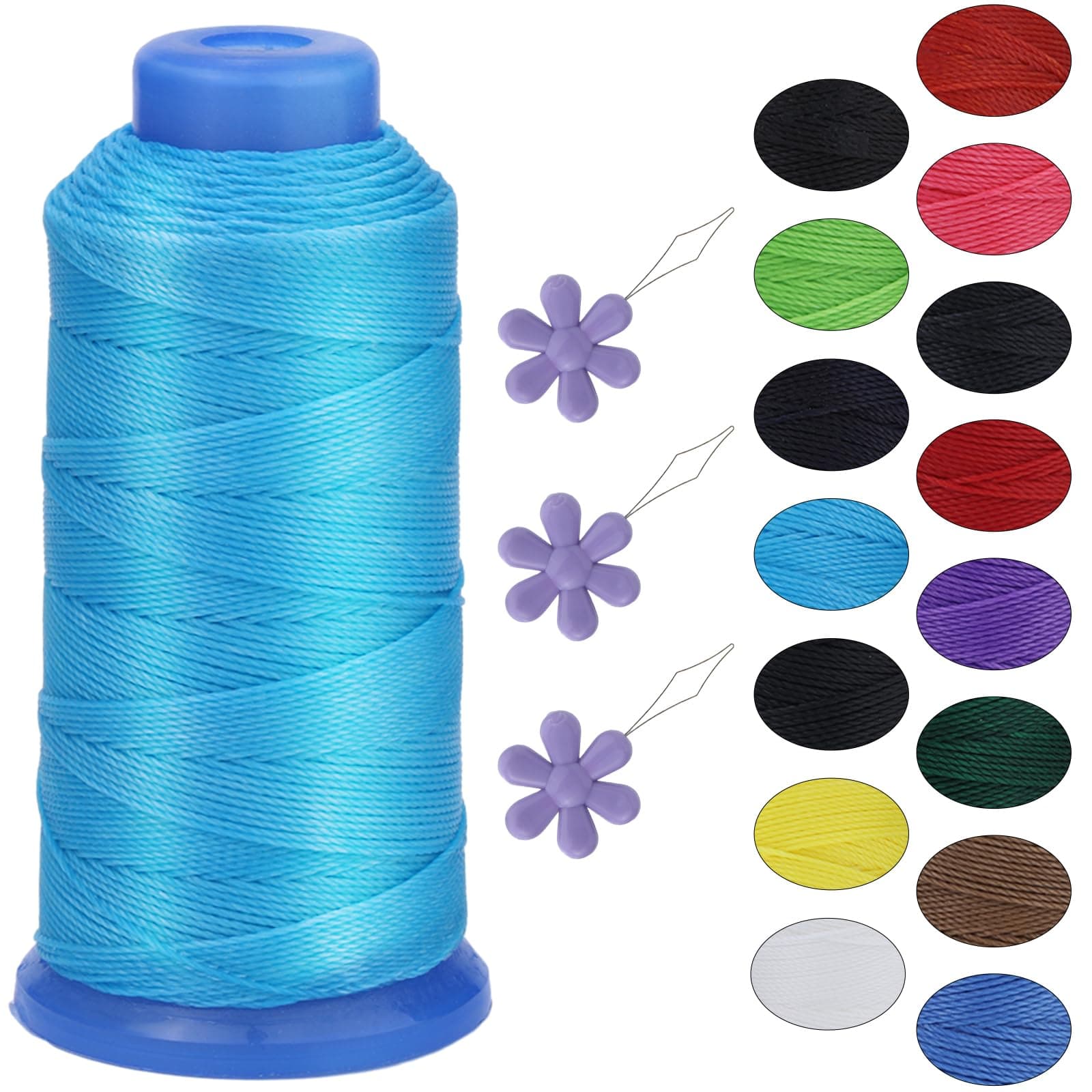 0.8mm Waxed Thread,1200D 400m/437 Yard Leather Repair Sewing Waxed Thread,Upholstery Thread Bright Blue Thick Thread Round Bracelet String for Jewelry Making,Book Binding and Craft DIY