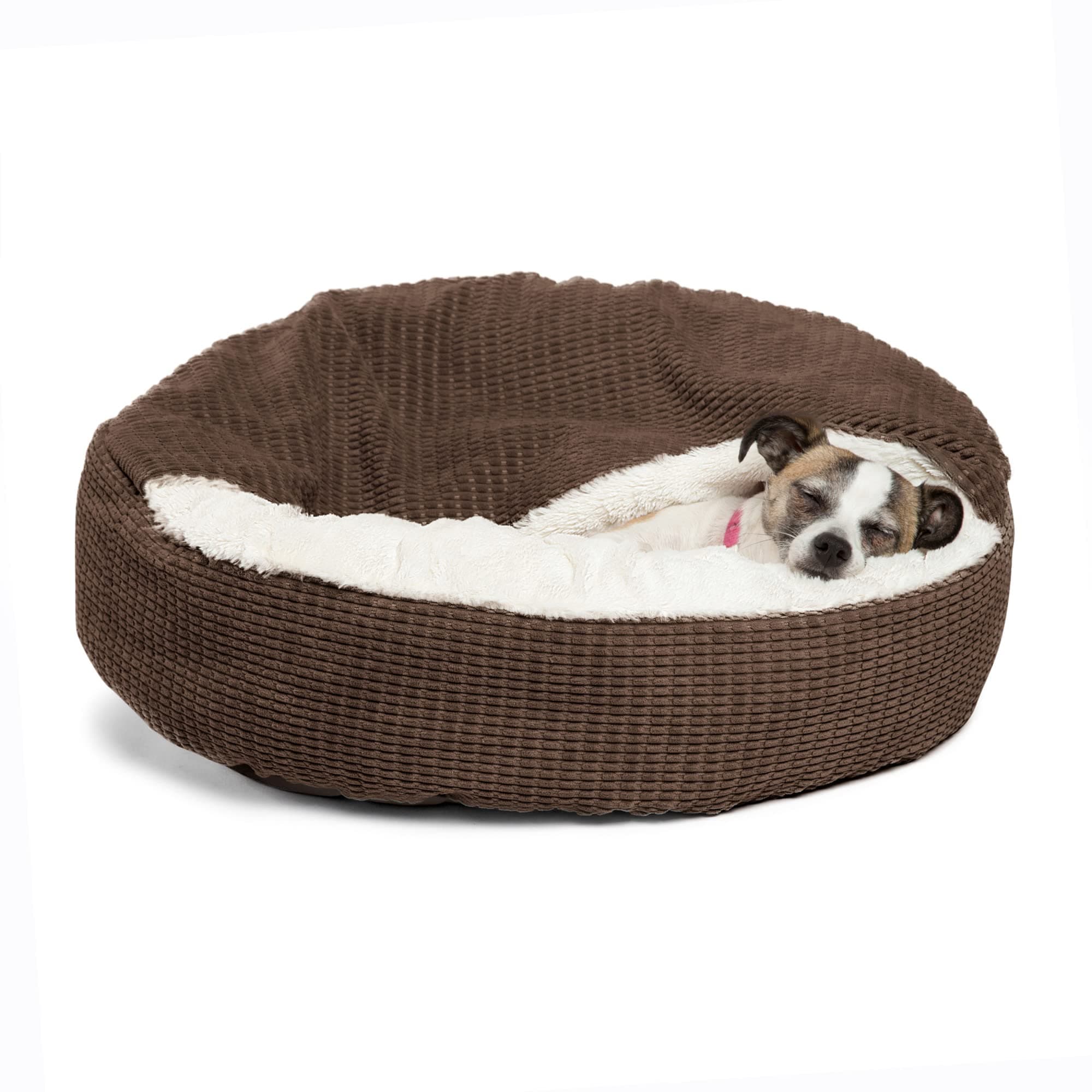 Best Friends by Sheri Cozy Cuddler Luxury Orthopedic Dog and Cat Bed with Hooded Blanket for Warmth and Security - Machine Washable, Water/Dirt Resistant Base, Multiple Colors in 2 Sizes
