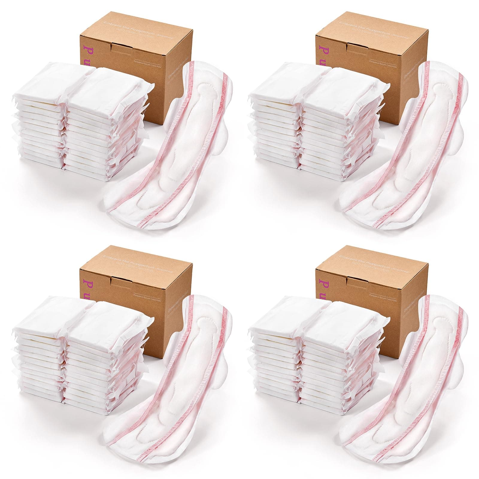 PurComfy Premium Postpartum Pads with Wings, Large Maximum Absorbency Postpartum Maternity Pads Ultra Soft Heavy Flow Secure Leak Protection After Birth, 96ct