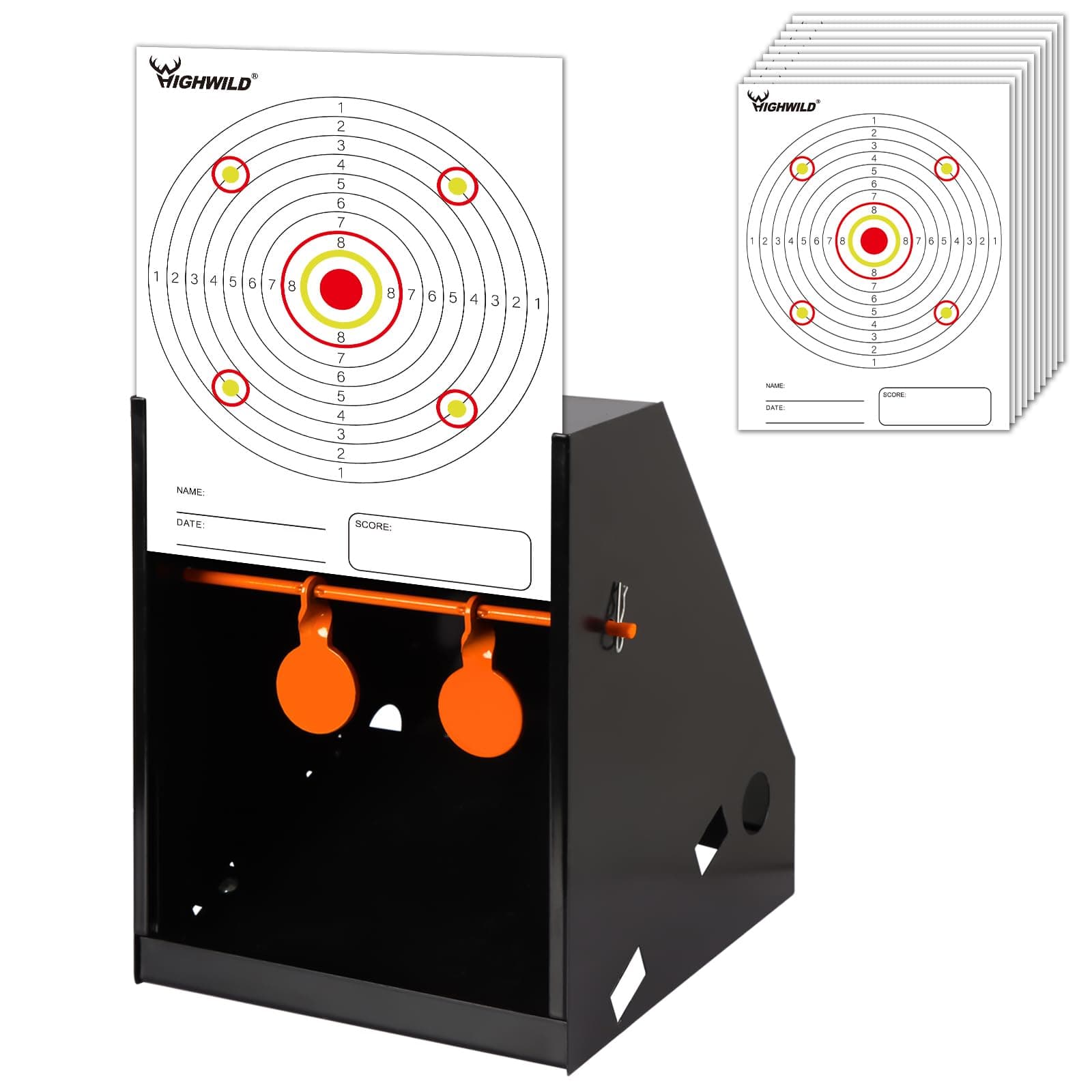'Highwild BB Trap Target (Airgun Only) with 10pcs 7'' X 9'' Paper Targets and 2 Spinner Targets'
