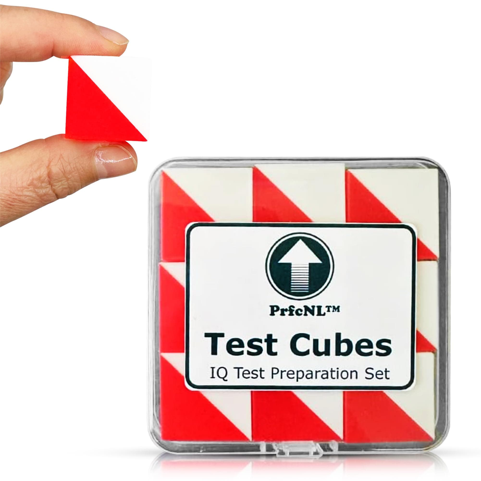 PrfcNL Test Cubes (Red and White) - Study for Block-Design Test, Practice Cognitive Spatial Reasoning Test, 9 Kohs Cubes, WAIS and Wisc Test Preparation, 1002IQBOX