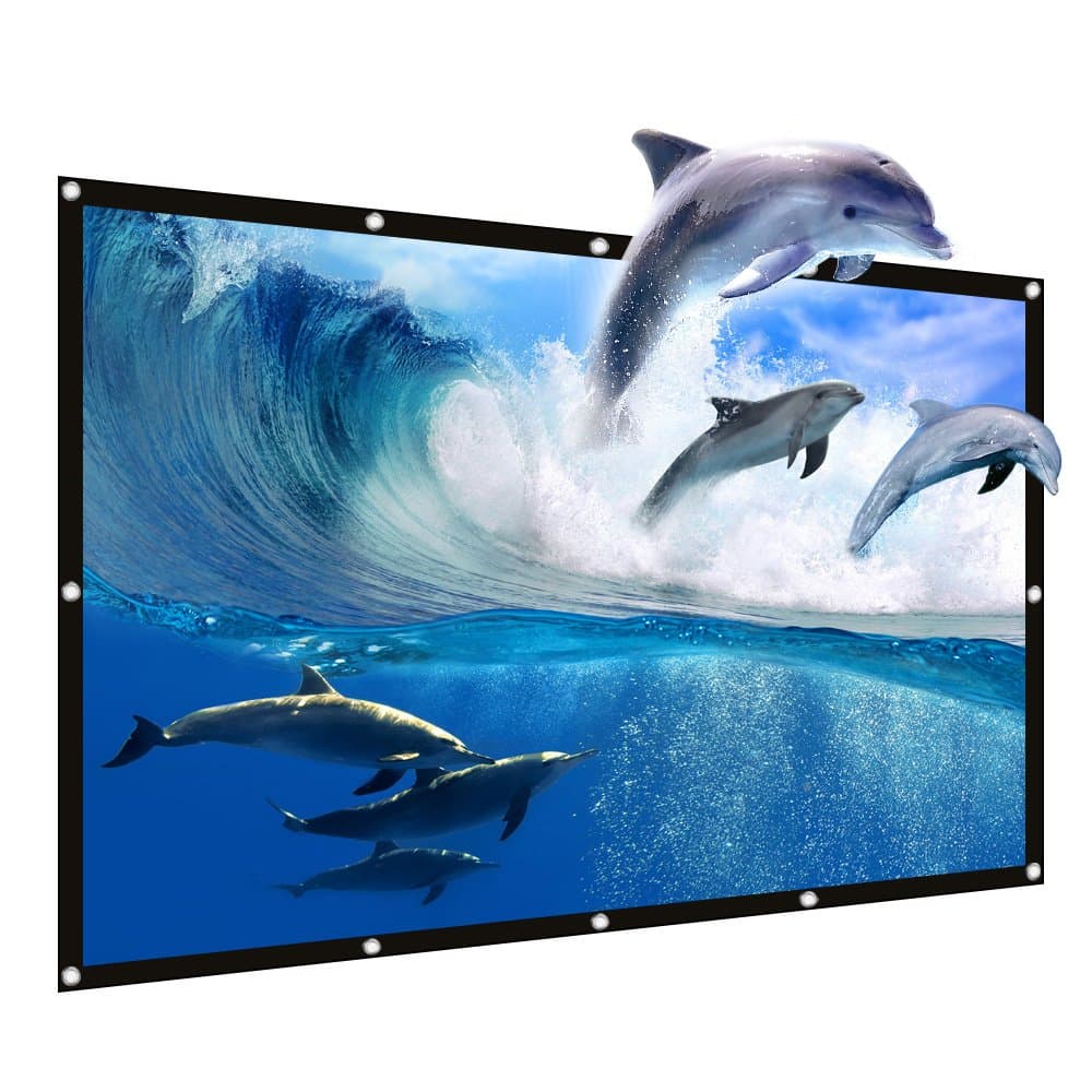 JIAQUAN 100" Outdoor Projector Screen,16:9 HD Foldable Anti-Crease Portable Outdoor Indoor Front Movies Screen for Home Theater Support Camping and Recreational Events Double Sided Projection
