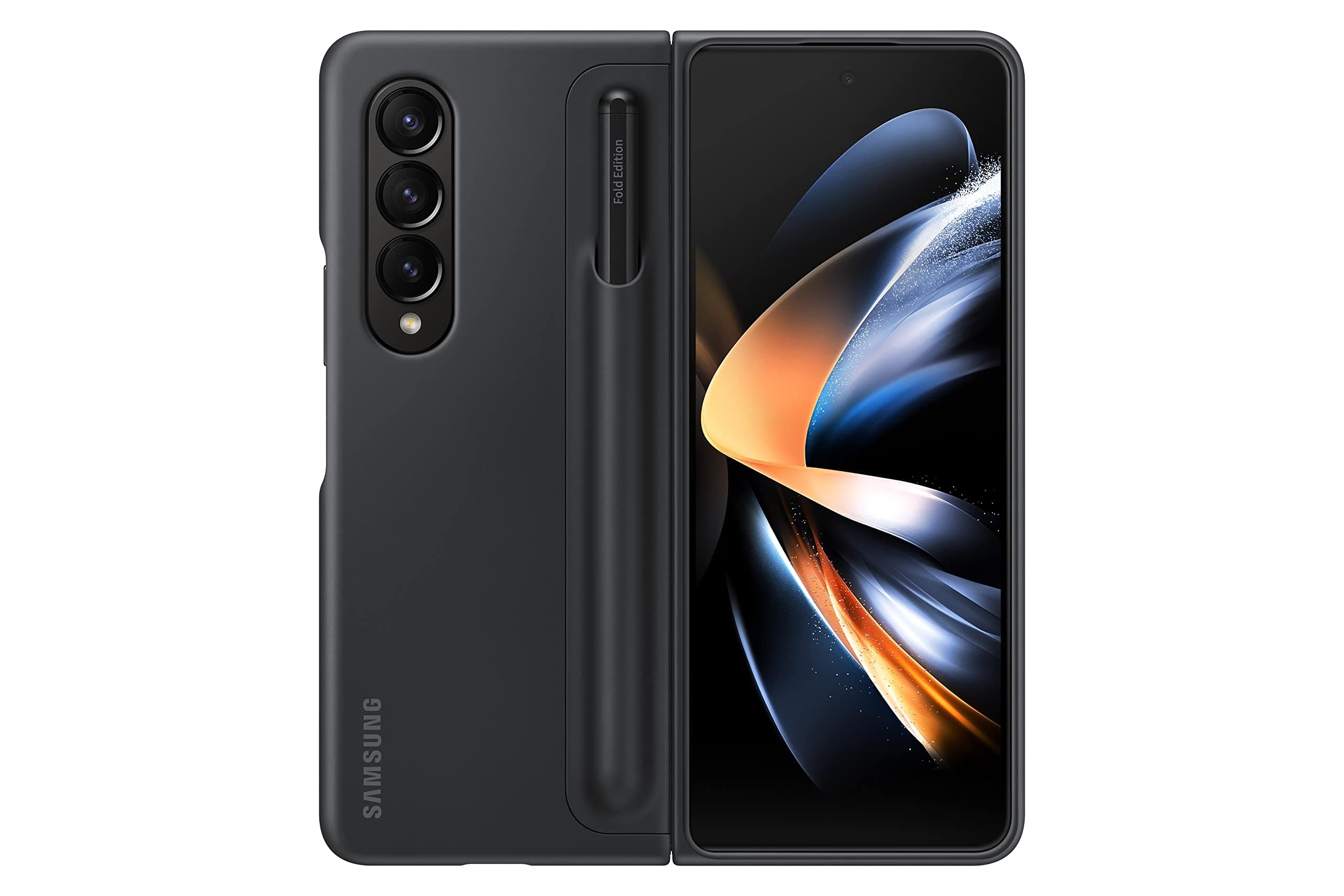 Samsung Plastic Standing Cover with S Pen and S Pen Holder, Protective Phone Case with Kickstand for Hands Free Viewing, US Version for Samsung Galaxy Z Fold4 - Black