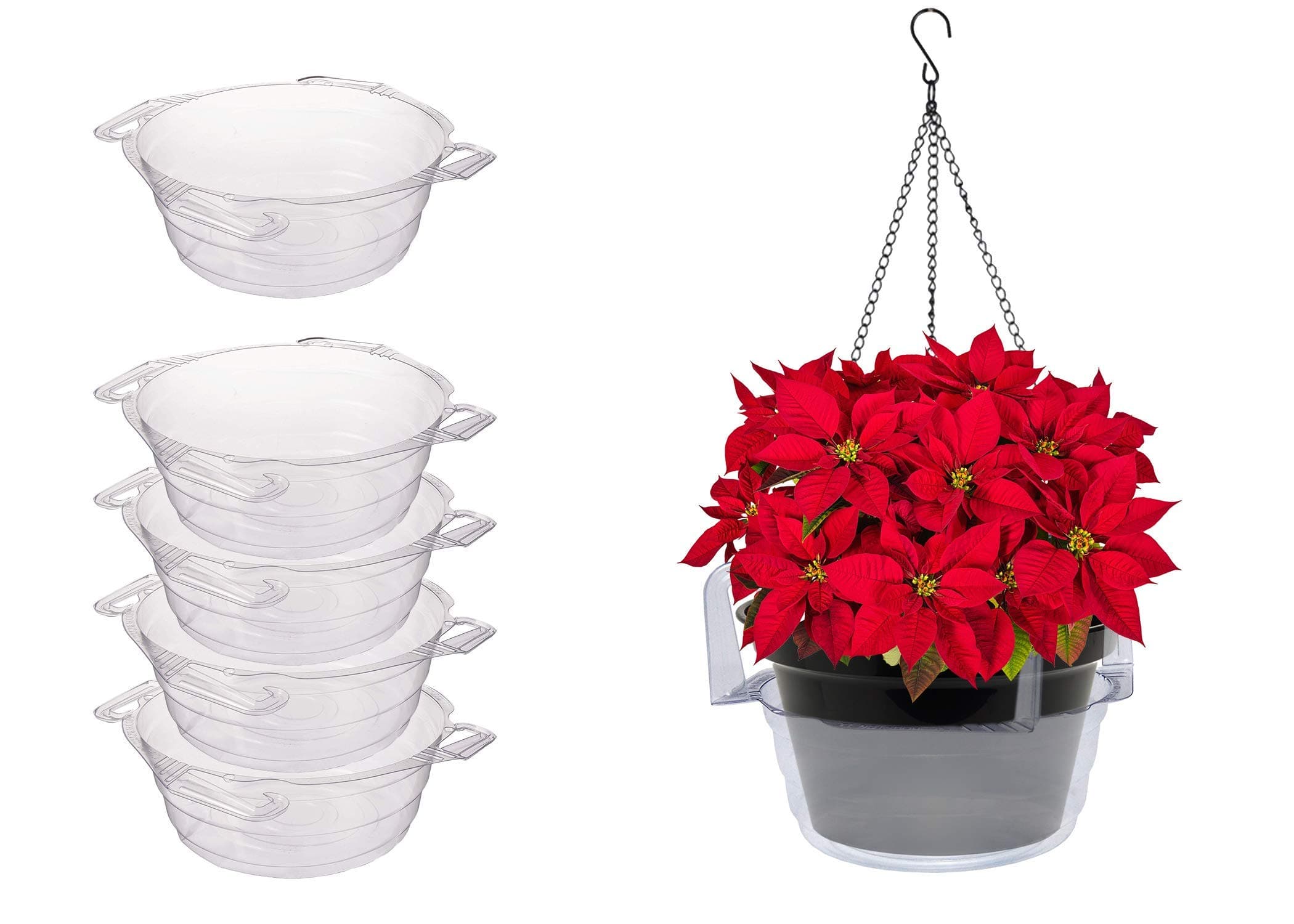Curtis Wagner Plastics Corp. 8" Hanging Basket Drip Pan - Clear Vinyl Pack of 5 by Growers Solution