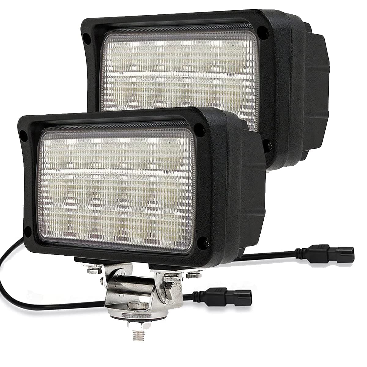 2PACK 6.3IN 45W Led Work Lights 12v/24v 4500LM 6500K Rectangular Foglights,Waterproof Offroad Flood Led Light Bar for Tractor,Truck,Combine,Heavy Equipment,with DT Connector