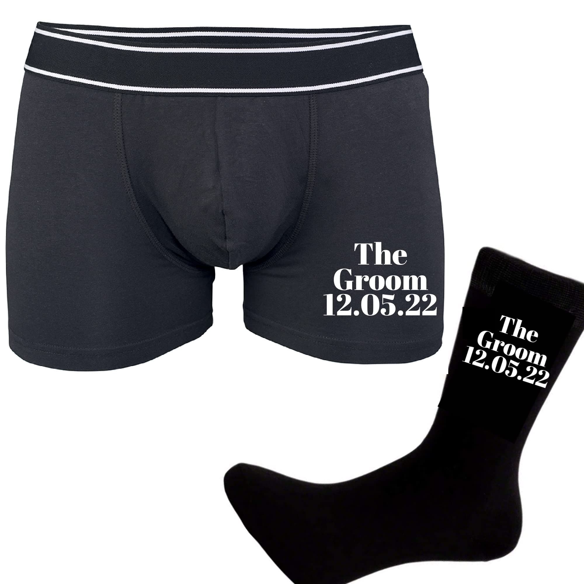 Personalised Groom Boxers and socks, Wedding Day Gift, Groom To Be, Funny Groomsman Boxers, Men's Wedding