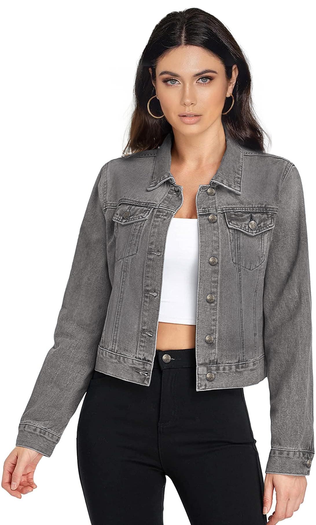 Hybrid & CompanyWomen's Long Sleeve Denim Jackets Basic Button Down Jean Jacket with Pockets