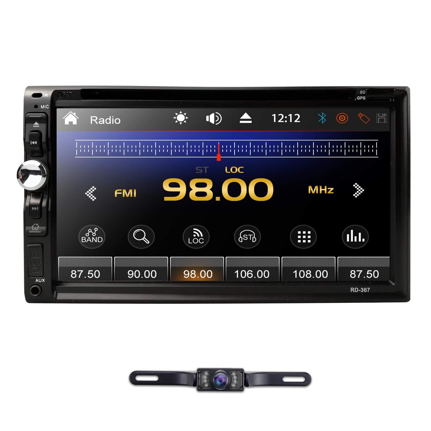 hizpo 7 inch HD Touch Screen Double Din Car Stereo DVD Player Bluetooth iPod MP3 CD Player+Reverse Camera