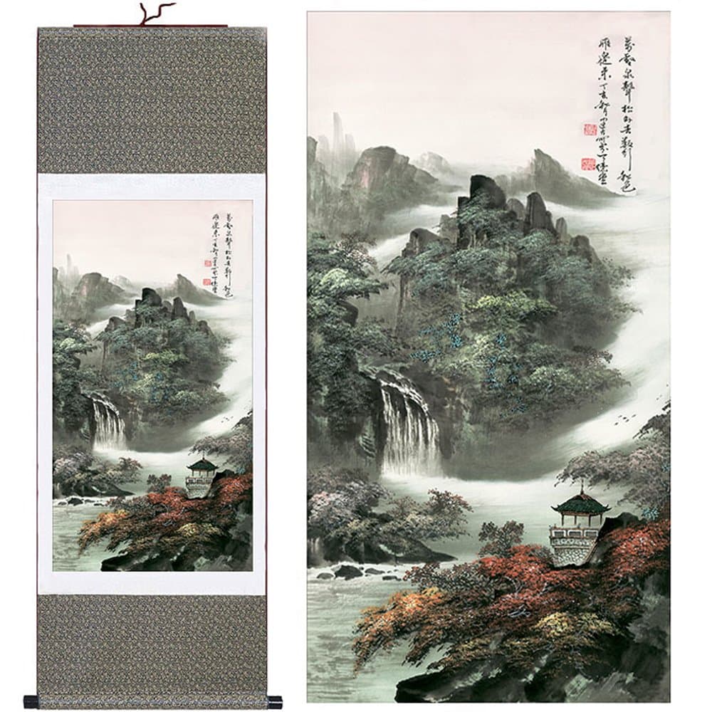 Sunmir (TM) Silk scroll painting Waterfall River Landscape painting