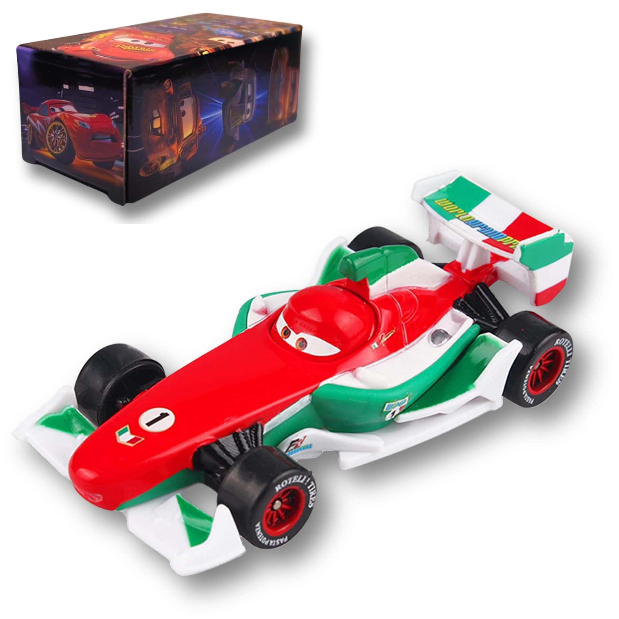 Die-Casting Racers Toy Cars, Safety Alloy Material for Childs, Beauty Color Box Packaging for Your Son Birthday or Christmas Gifts, Inspired by Favorite Characters, Gift for 3+ Years Old (Francesco)