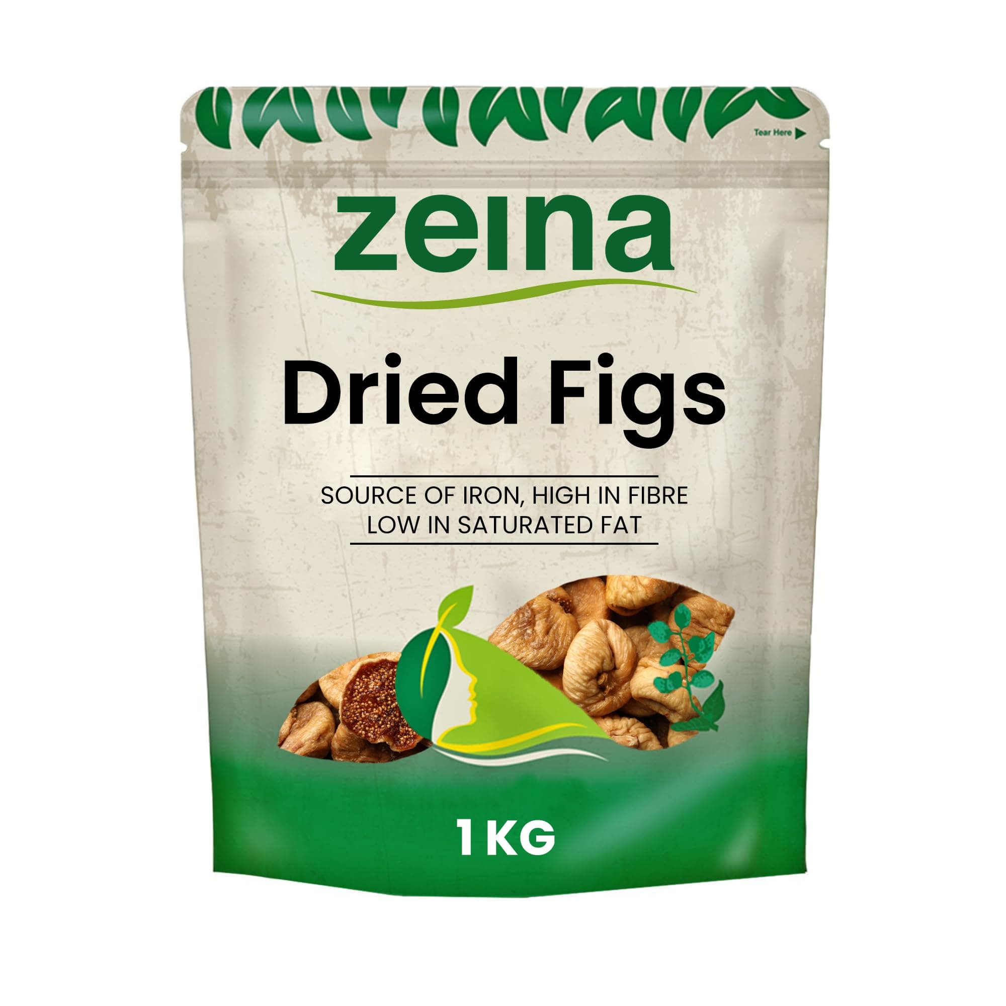Zeina Dried Figs Turkish Lerida Variety (1Kg) - Naturally Gluten Free and Vegan Approved High Fibre Healthy Snack