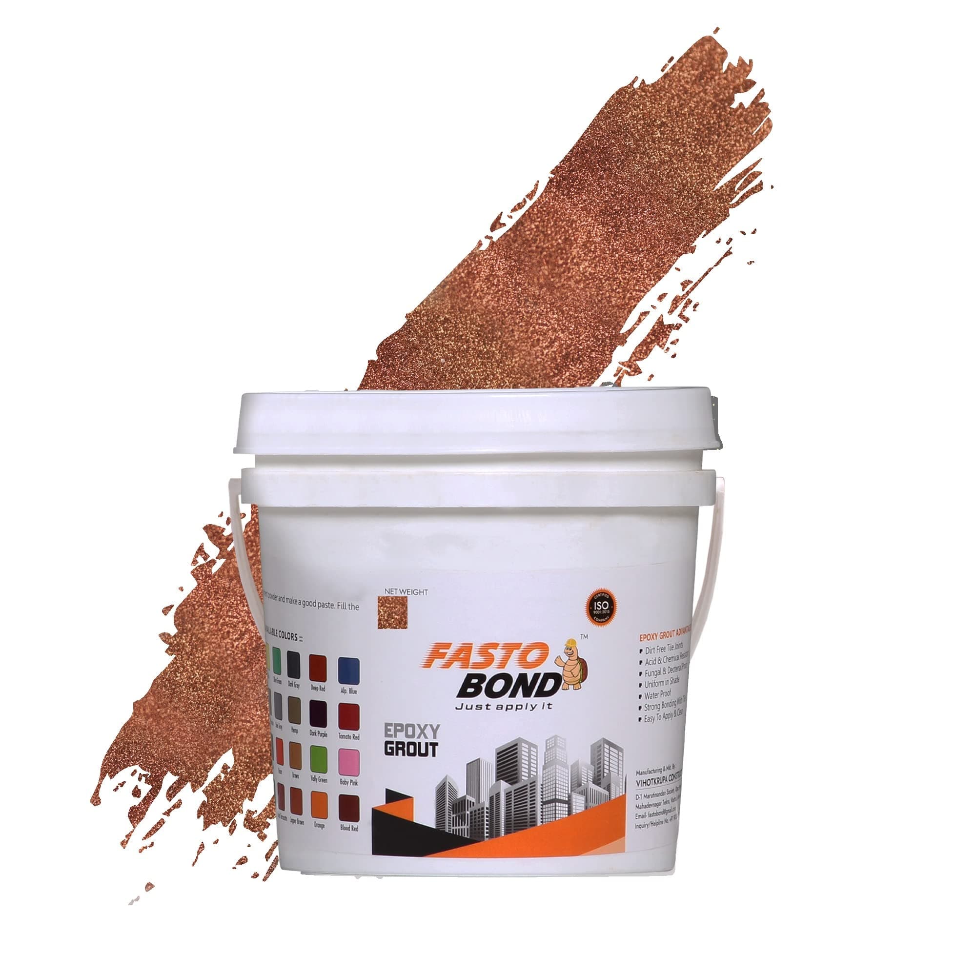 Resin Epoxy Grout - 1 Kg-3 Kg & 5 Kg - Full_Glitter-Sparkle Colors Tile Grout_Fastobond | 3 Components Only | Premixed Glitter For Uniform Finish (3 Kg, Sp. Copper), 1 Bucket