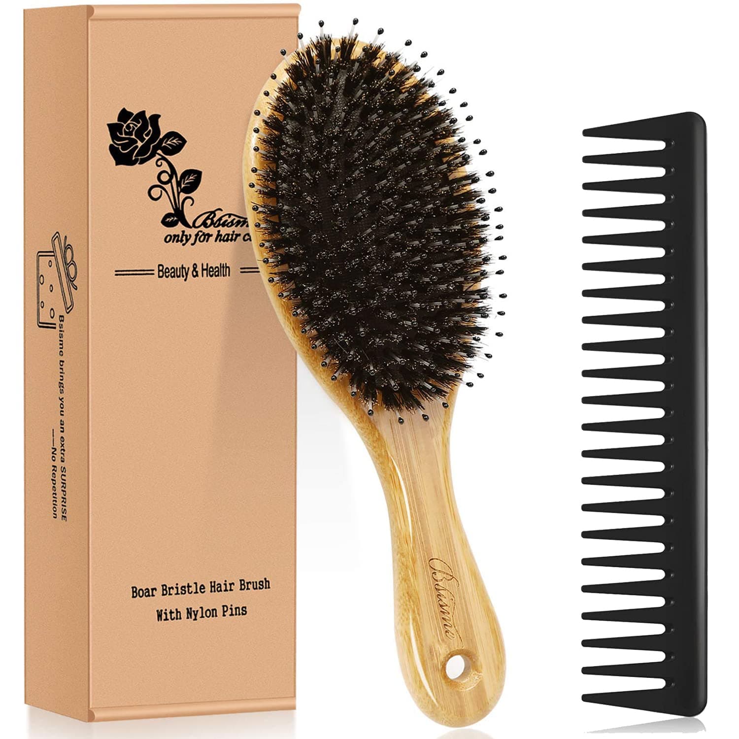 Boar Bristles Hair Brush,Detangling Hairbrushes for Long Short Curly Straight Fine Hair,Women Men Boys Girls Hairbrush (Oval)