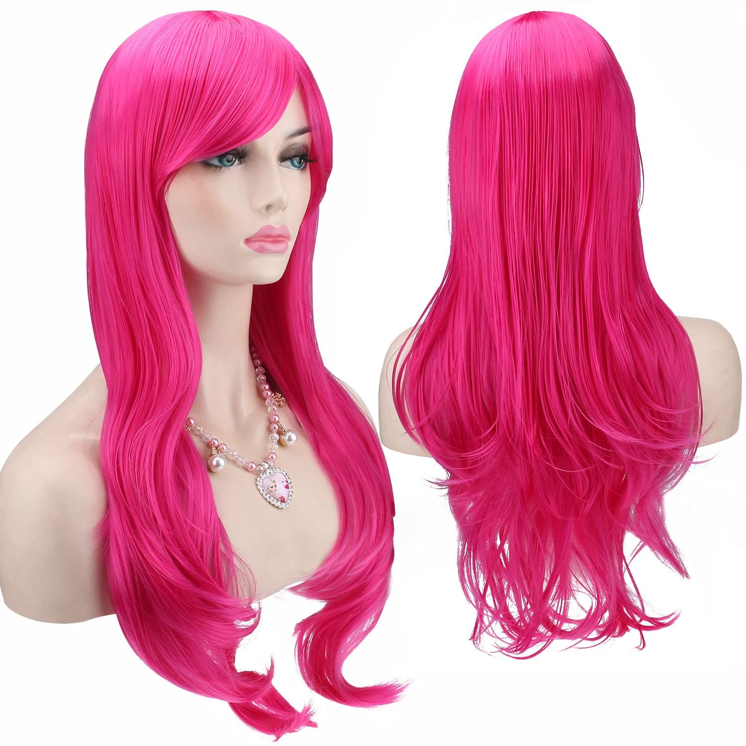 28 inch Fashion Wigs Long Wavy Curly Hair Cosplay Wig (Rose)