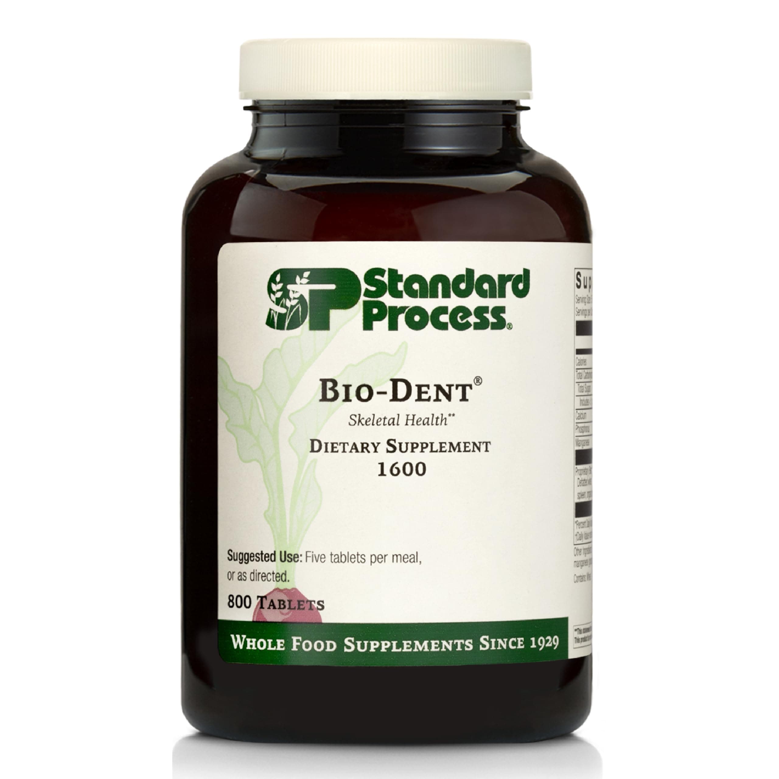 Standard Process Inc. Bio-Dent - Whole Food Supplement for Skin, Muscle, and Bone Health - Calcium, Licorice Root, Manganese, Phosphorus, and More - 800 Tablets