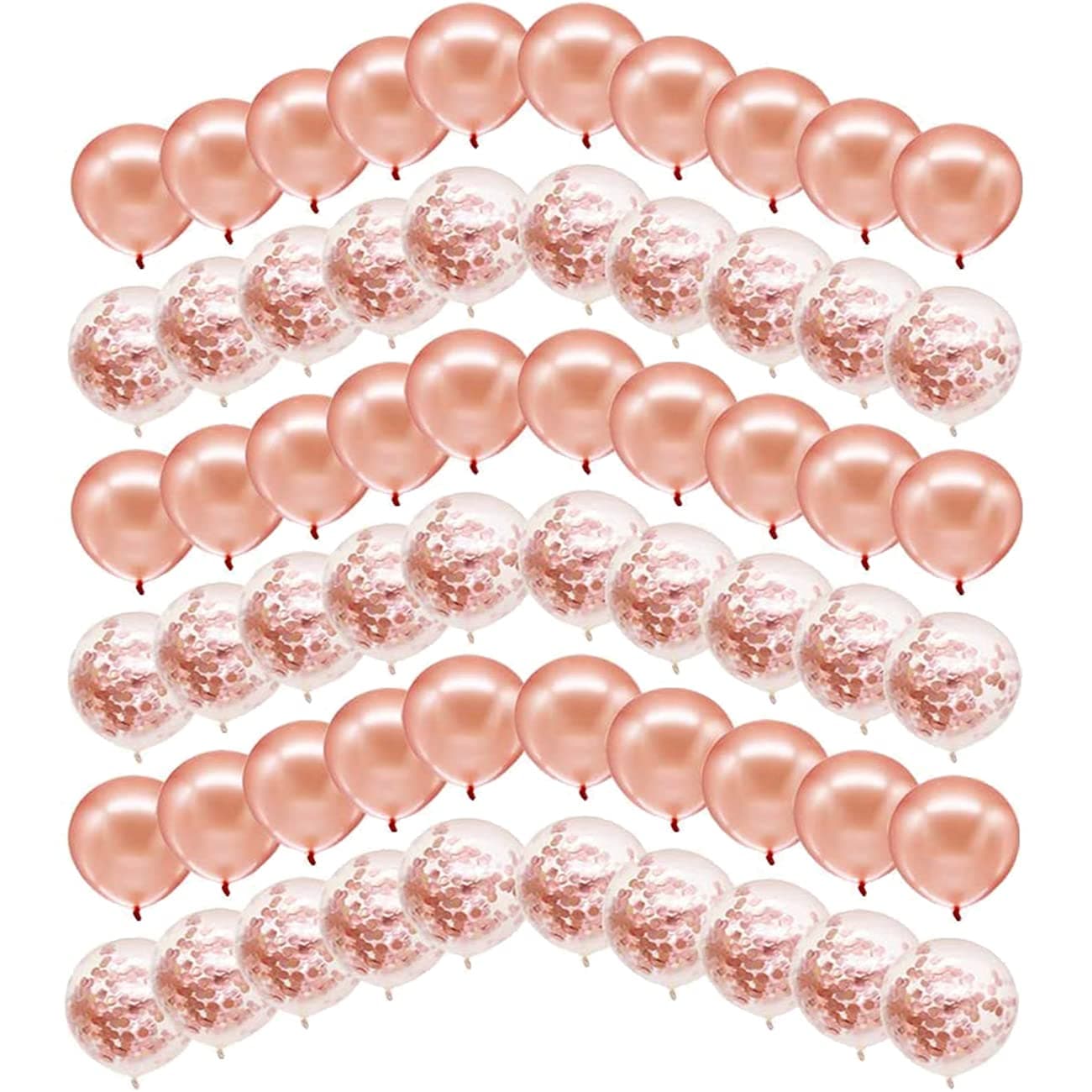 EDIFON Rose Gold Balloons Set, 60 Pack 12 Inch Rose Gold Latex Balloons and Confetti Balloons, Party Balloons for Wedding Graduation Birthday Parties Decorations