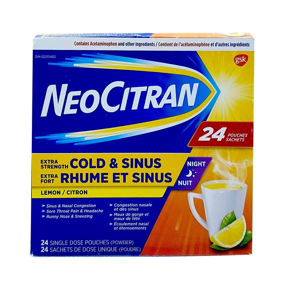 Extra Strength Cold & Sinus Night, 24 Single dose Pouches(Powder)