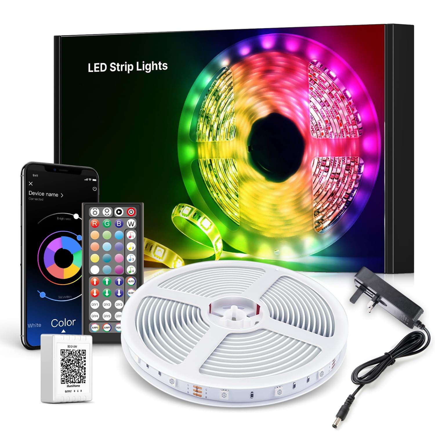 Nexillumi 30M LED Strip Light, Music Sync Color Changing RGB LED Lights with 44 Key Remote and App Control for Bedroom Party Decoration