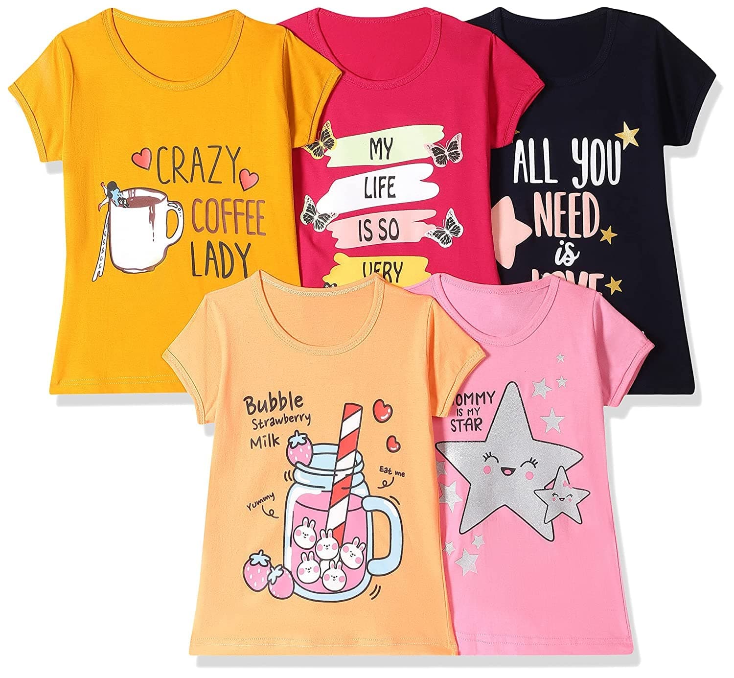 Girls Girls Chest Printed T-Shirt Regular (pack of 1)