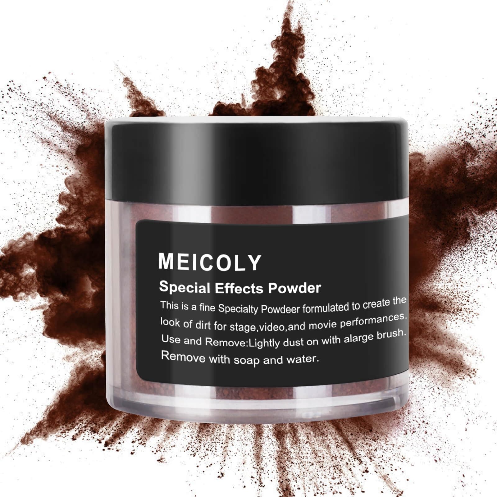 MEICOLY Brown Special Effects Powder,Ultrafine Loose Fake Dirt Powder for Stage,Video and Movie Performances,Professional Special Effect Makeup Powder for Halloween SFX Makeup,0.88Oz