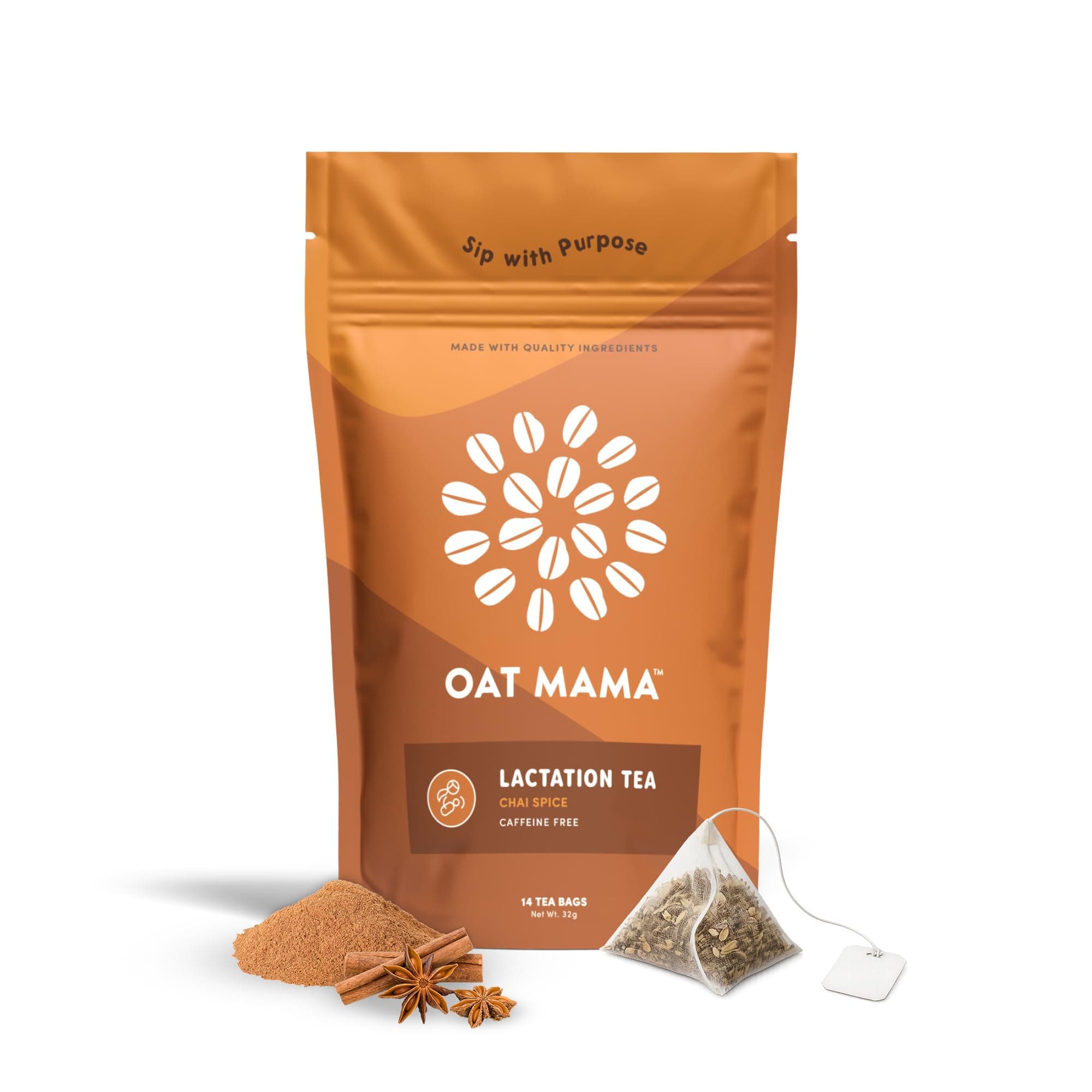 Oat Mama Flavored Lactation Tea for Breastfeeding Moms - Delicious Chai Spice Cinnamon Flavor |Breastfeeding Essentials for Milk Supply Increase | Organic Lactation Support & Postpartum Recovery